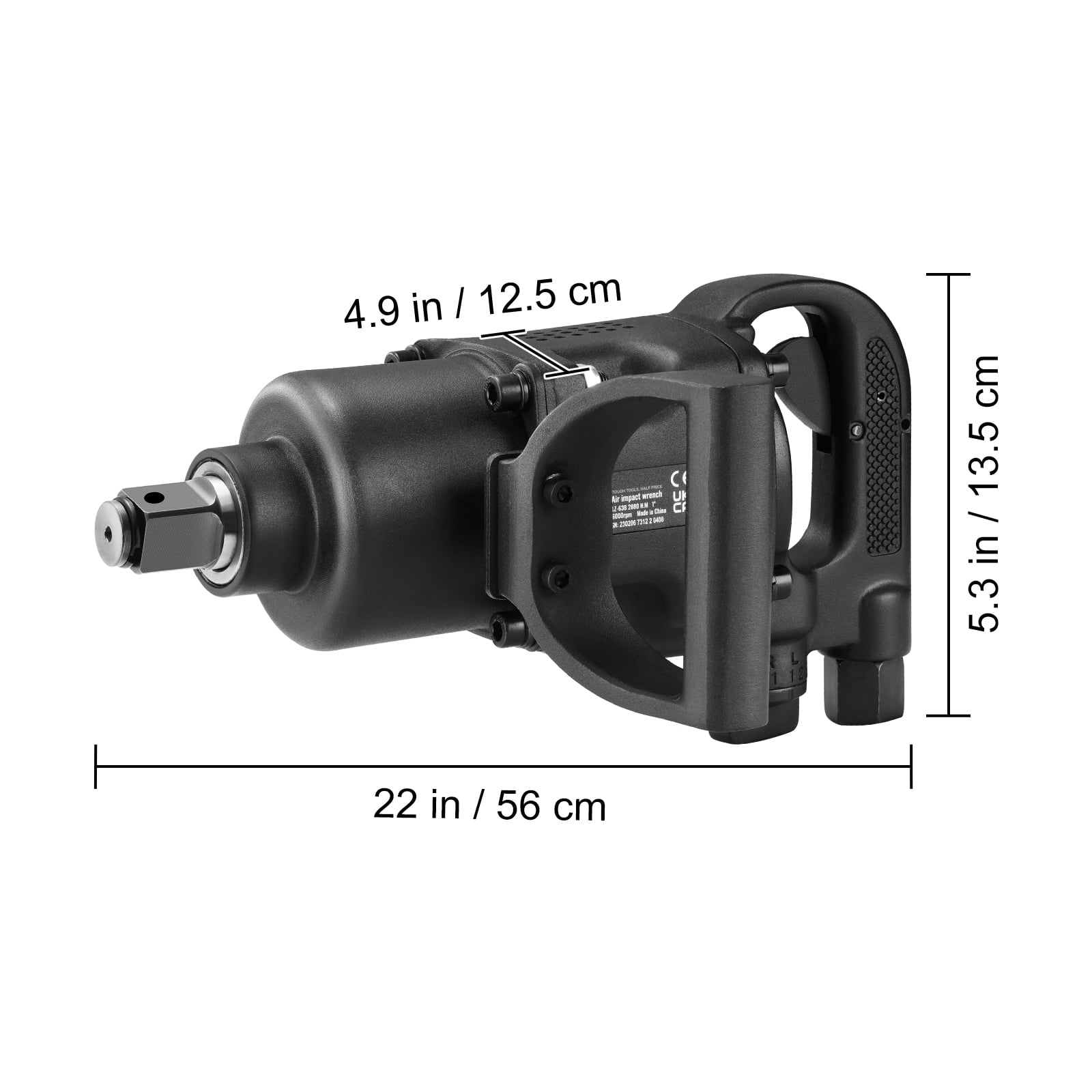 VEVOR 1 Inch Air Impact Wrench, Heavy-Duty Pneumatic Impact Gun with 2730 ft-lbs Torque (Black, 17 lb) 3c5yh