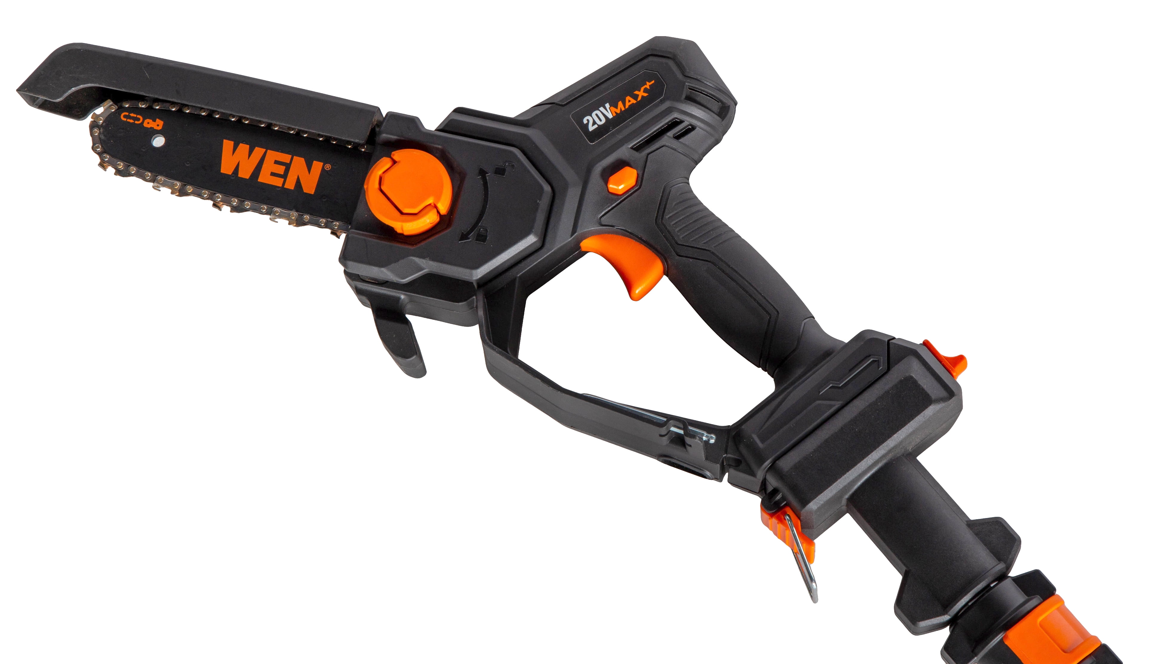 WEN 20V Max Cordless 2-in-1 Chainsaw and Pole Saw (6-inch, 12.3 ft Reach, 4Ah Battery and Charger) lmm3f