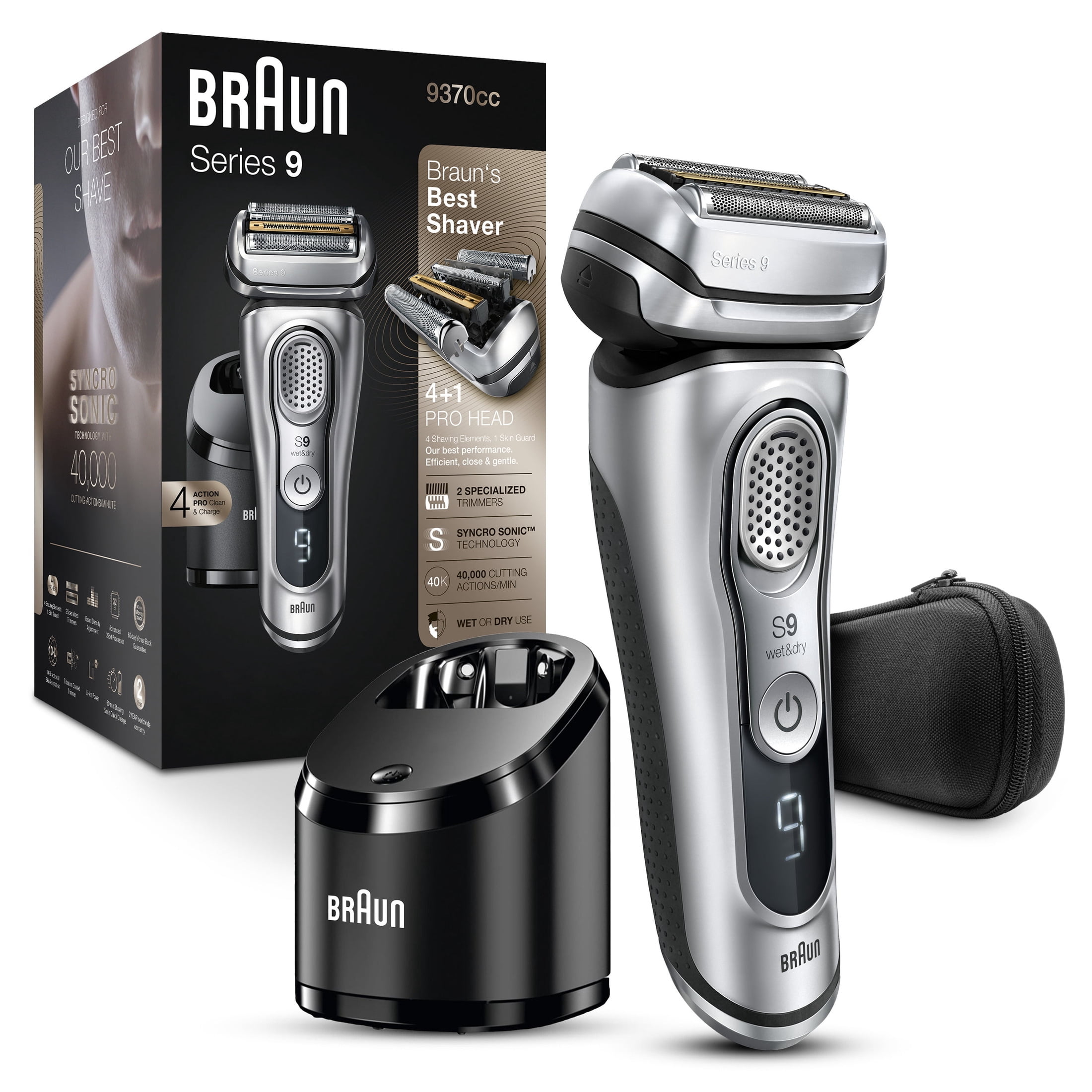Braun Series 9 9370cc Electric Shaver for Men with Clean and Charge Station (Brown, 1 Count) pipkc