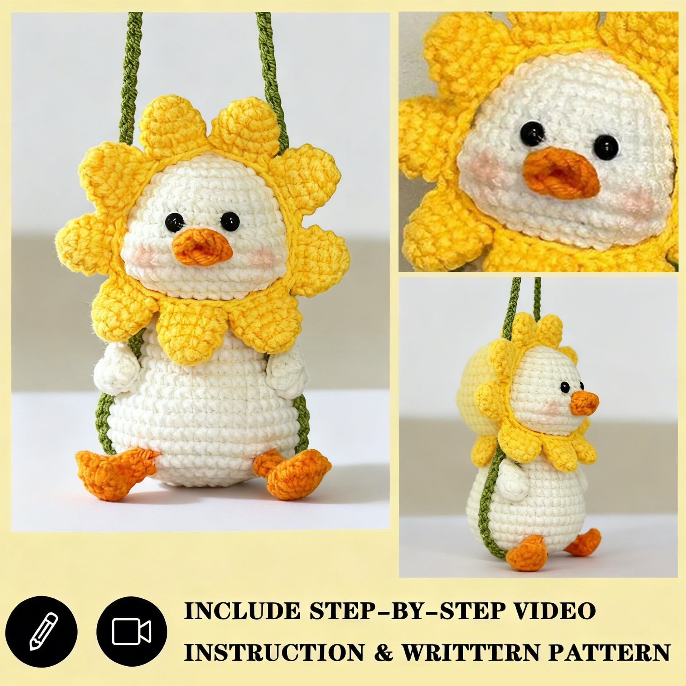 BESTSKY Animal Crochet Set for Beginners, DIY Duck Knitting Craft Kit (Yellow, 1 Pack) mvpgn
