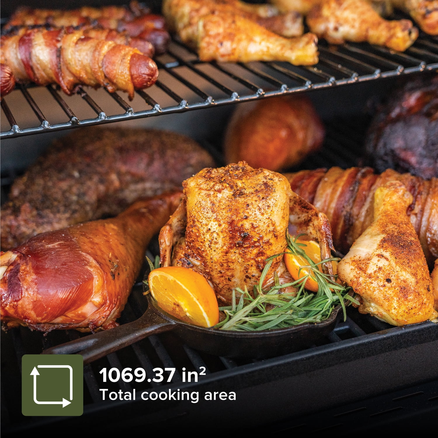 Nexgrill Oakford 1125 Pro Pellet Grill, Heavy-Duty Smoker with Bluetooth Connectivity and 1069 sq in Cooking Area (Black, 32 lb Hopper) 6jjw6