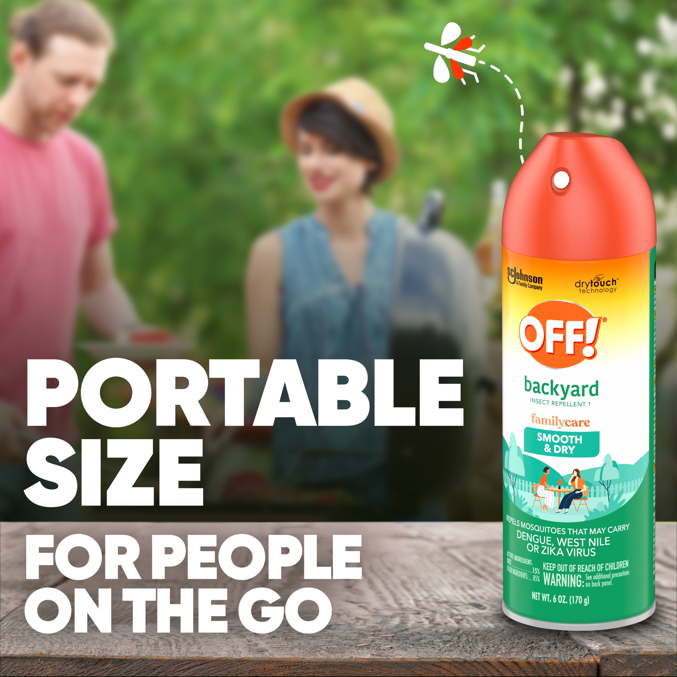 OFF! Backyard FamilyCare Smooth & Dry Mosquito Repellent, Non-Greasy Insect Spray (6 oz) 05vh6