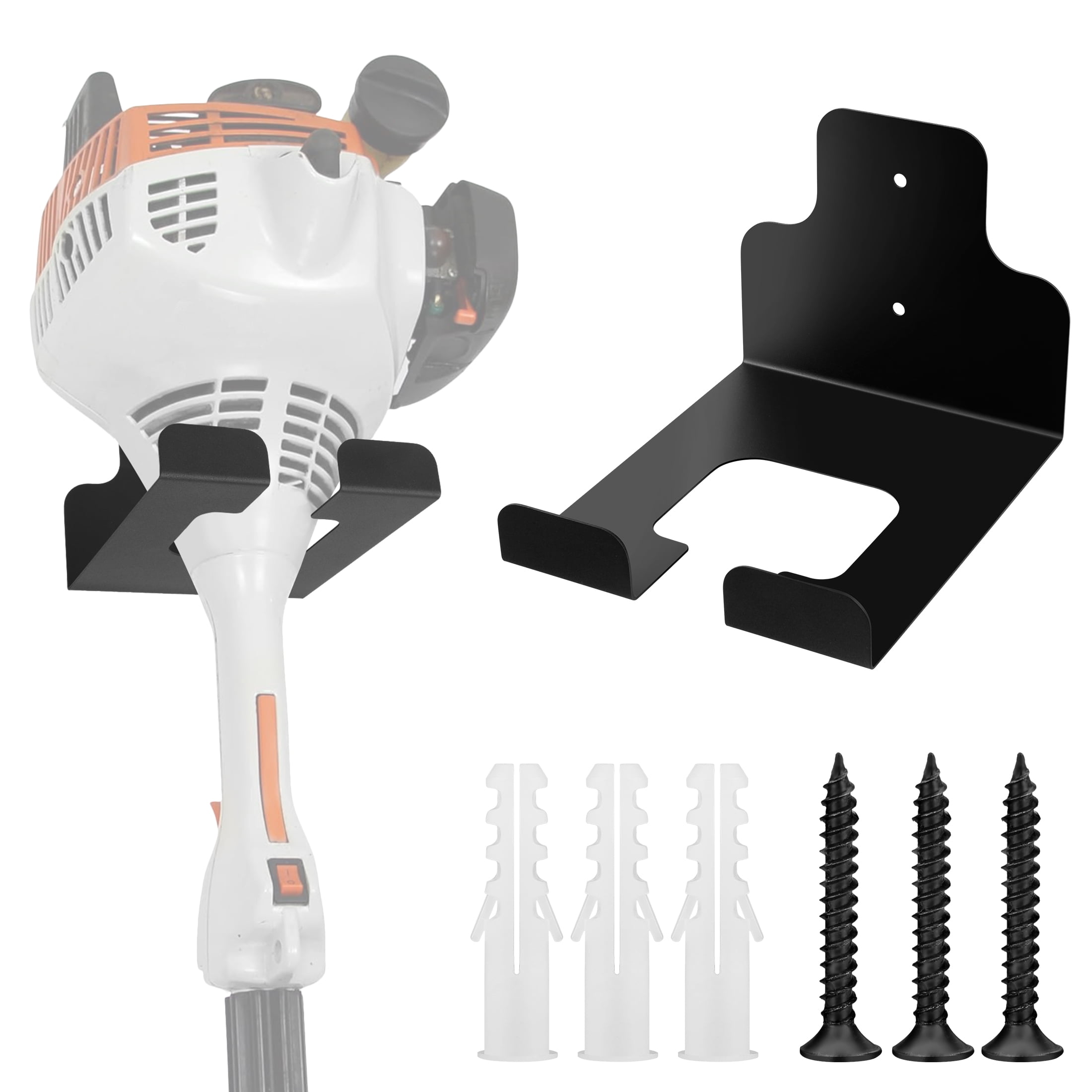 TSV Wall Mounted Garage Trimmer Rack, Heavy Duty Garden Power Tool Organizer (Black, 1 Pack) p42ut