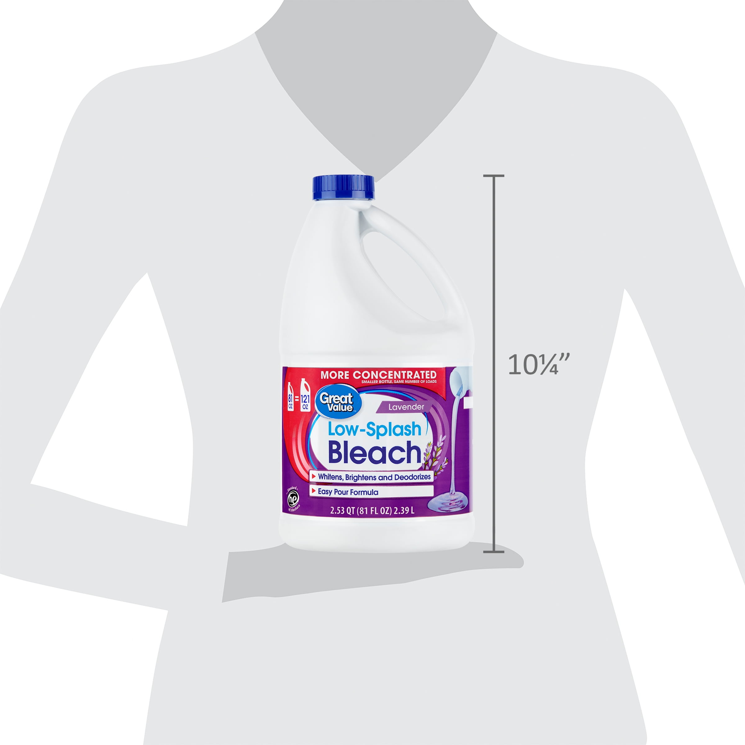 Great Value Low Splash Bleach, Lavender Scent, Concentrated Laundry & Household Cleaner (81 fl oz) ebq36