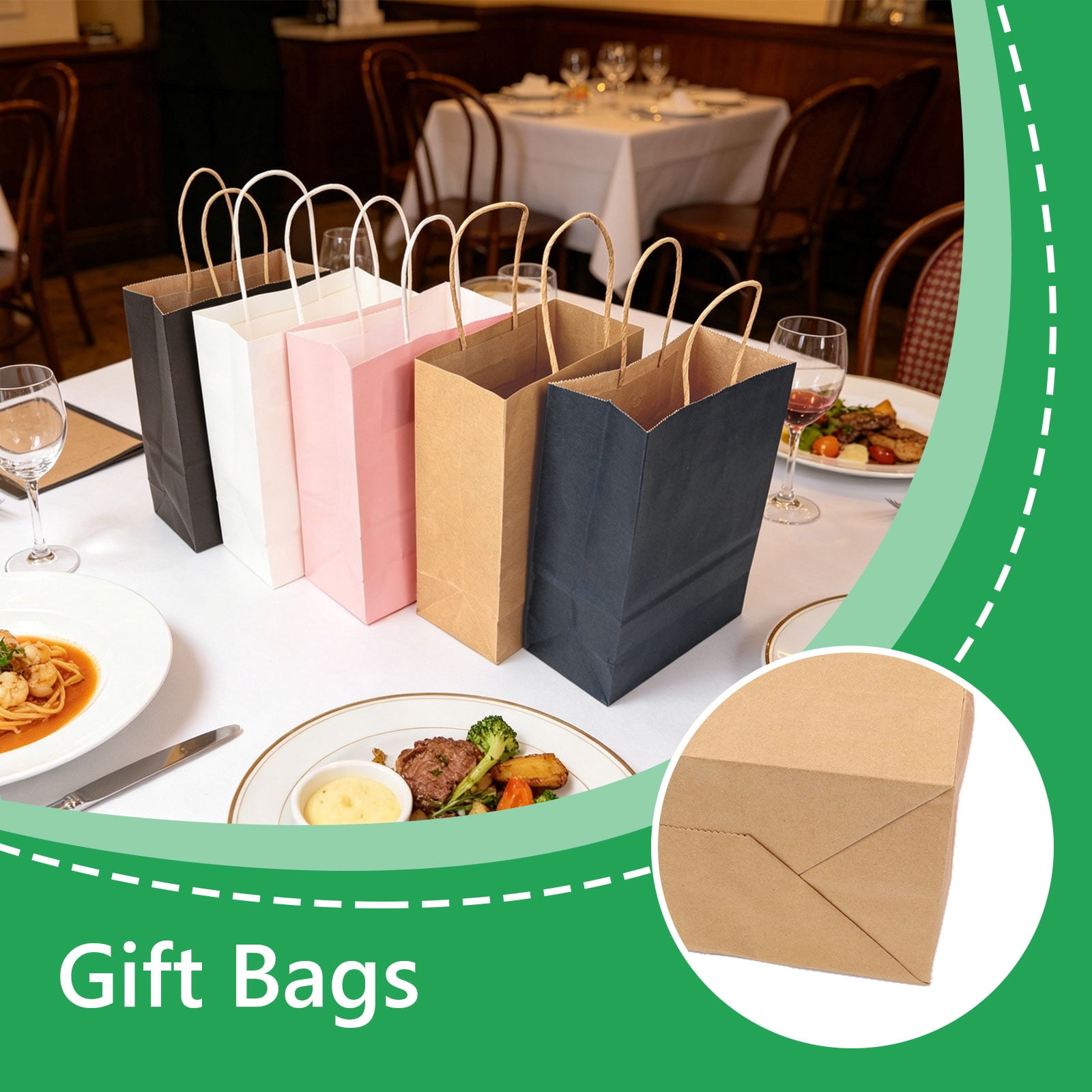 Hengbo Kraft Paper Gift Bags with Handles, Durable Retail Shopping Bags for Party Favors (Brown, 30 Pack, 5.9 x 3.1 x 8.2 in) kbllt