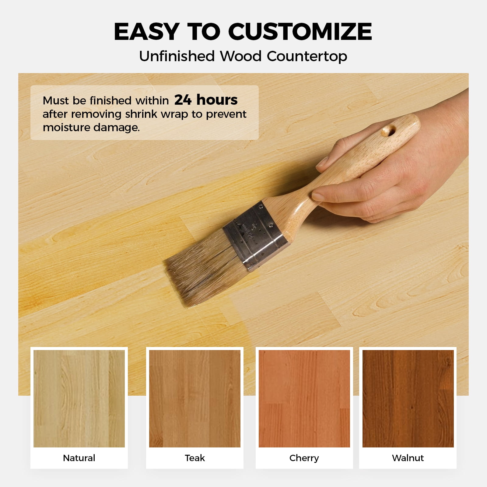 SupperEver Unfinished Birch Butcher Block Countertop, Solid Wood Workbench Desk Top for DIY Kitchen Island (Natural, 25 in x 36 in x 1.5 in) setla