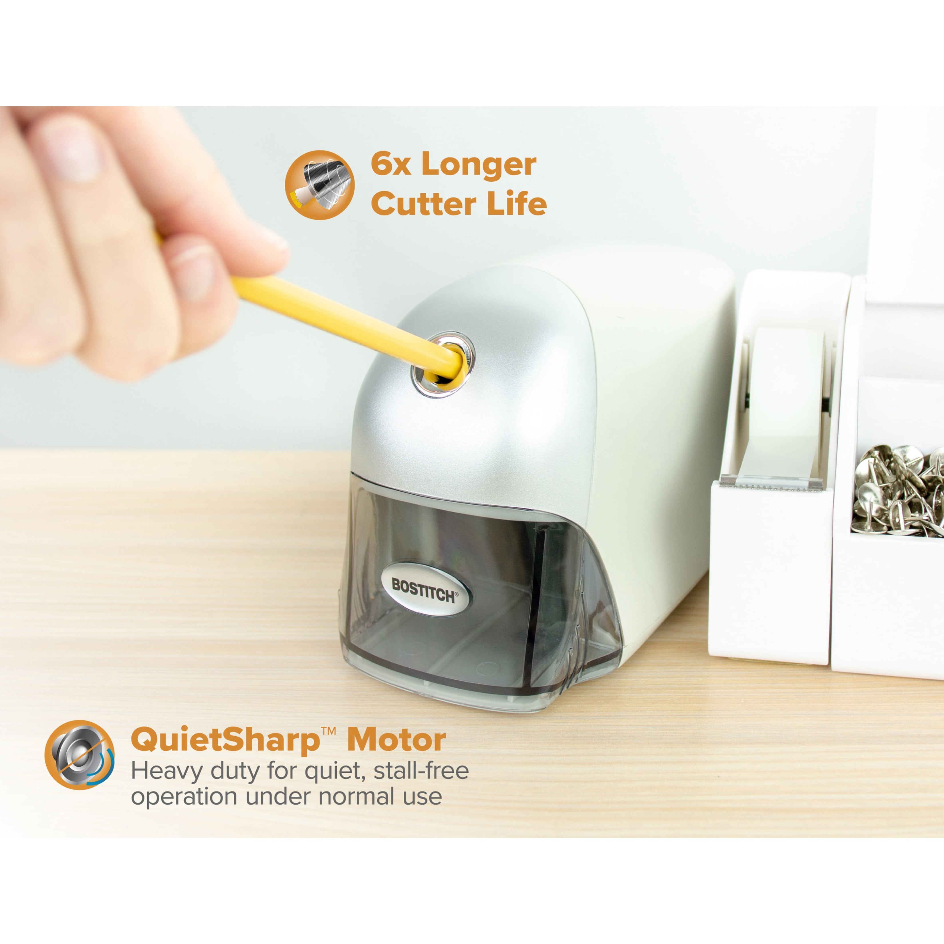 Bostitch Office QuietSharp Executive Electric Pencil Sharpener (Gray, 1 Unit) y46gx - Image 4