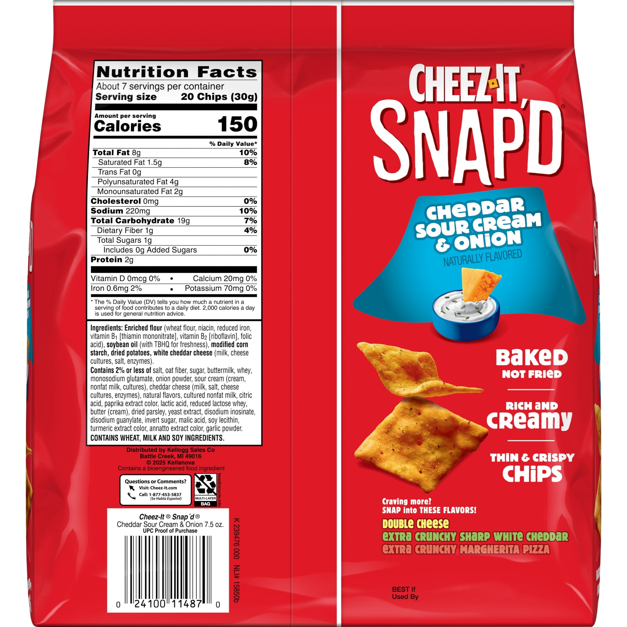 Cheez-It Snap'd Cheddar Sour Cream and Onion Cheesy Baked Chips (7.5 oz) inwt8
