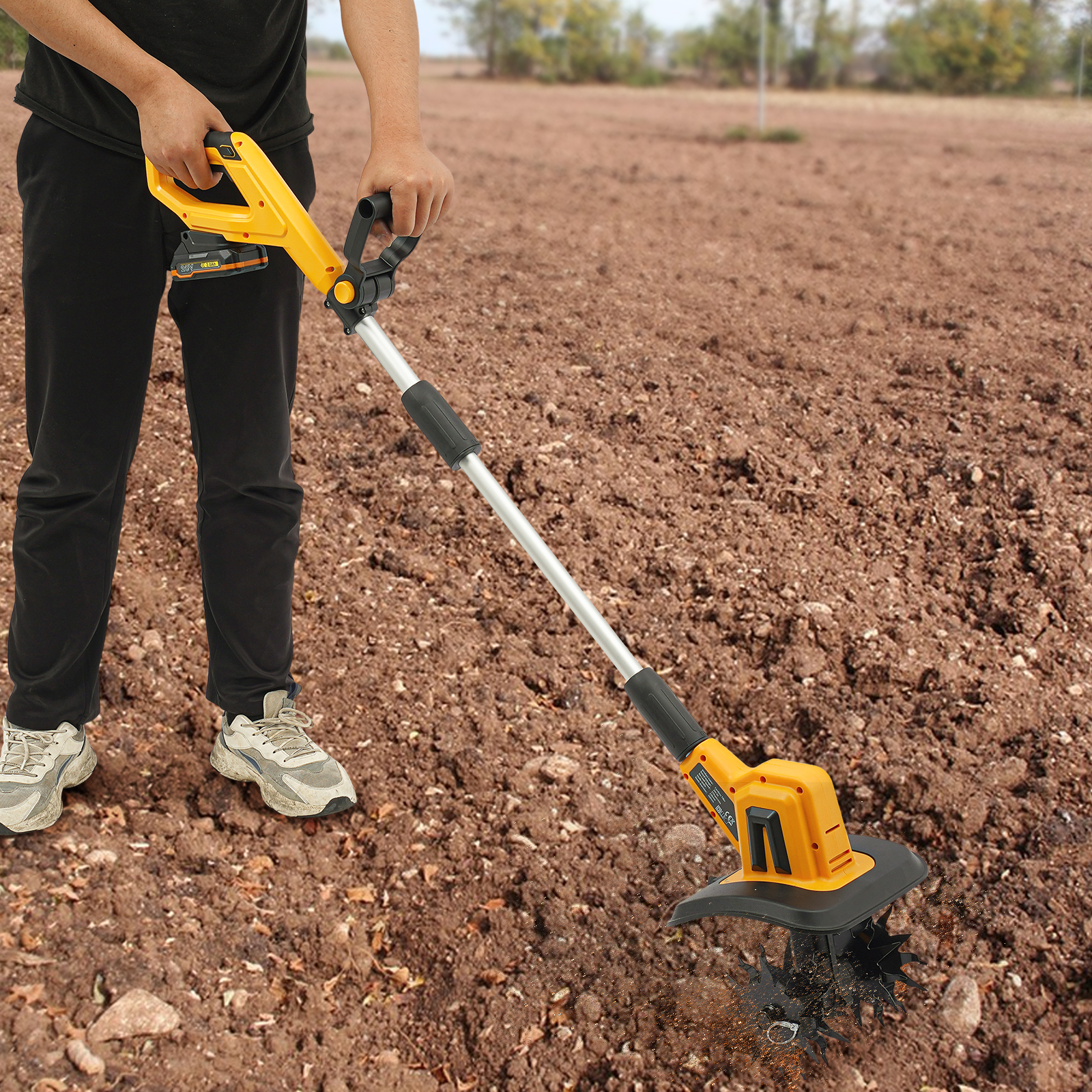 Earthwise 20V Cordless Tiller Cultivator, Electric Garden Soil Tiller with Battery (360 RPM) ey6mc