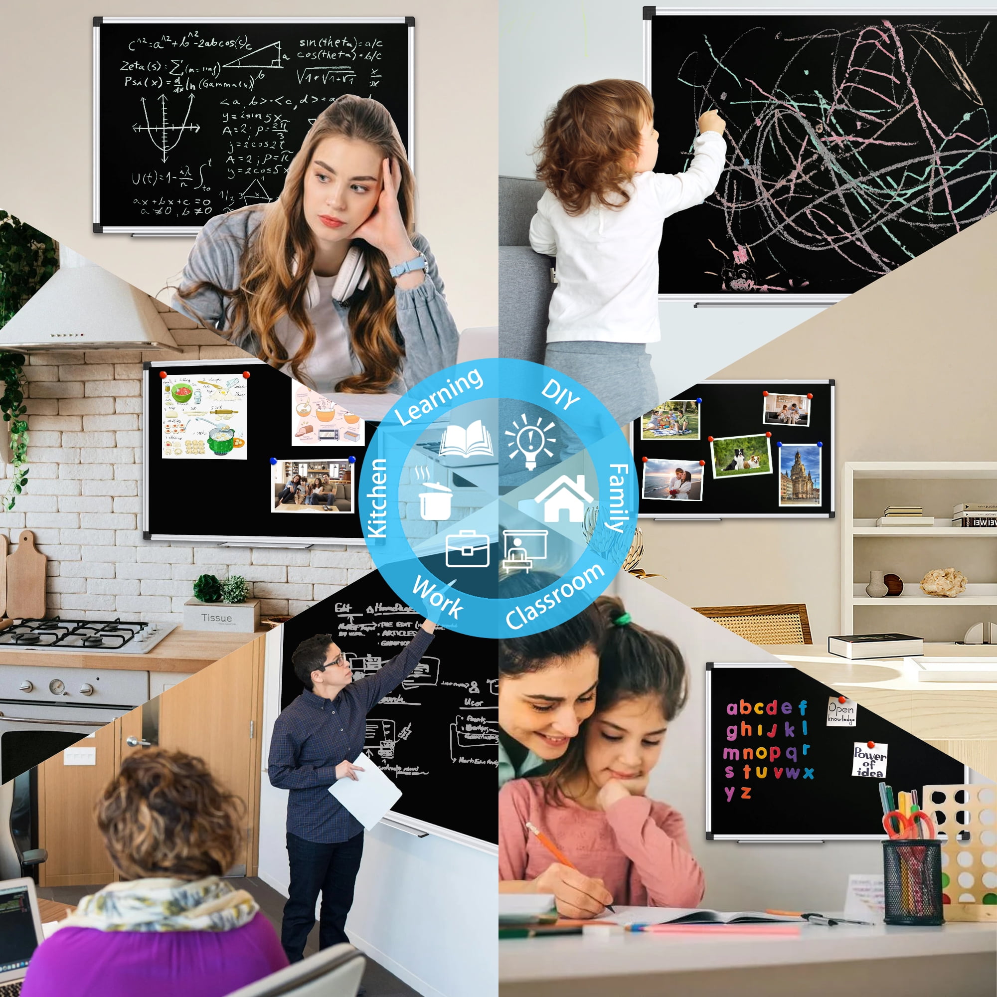 AGCAN Magnetic Chalkboard Wall Mounted Writing Board for Home and School (Black, 23 in x 17 in) nlu5c