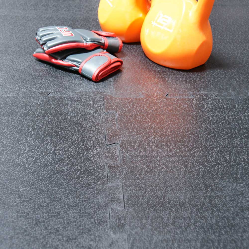 Rubber-Cal Armor-Lock Interlocking Rubber Mat Heavy-Duty Flooring (Black, 0.375 in x 2 ft x 2 ft) g05xl