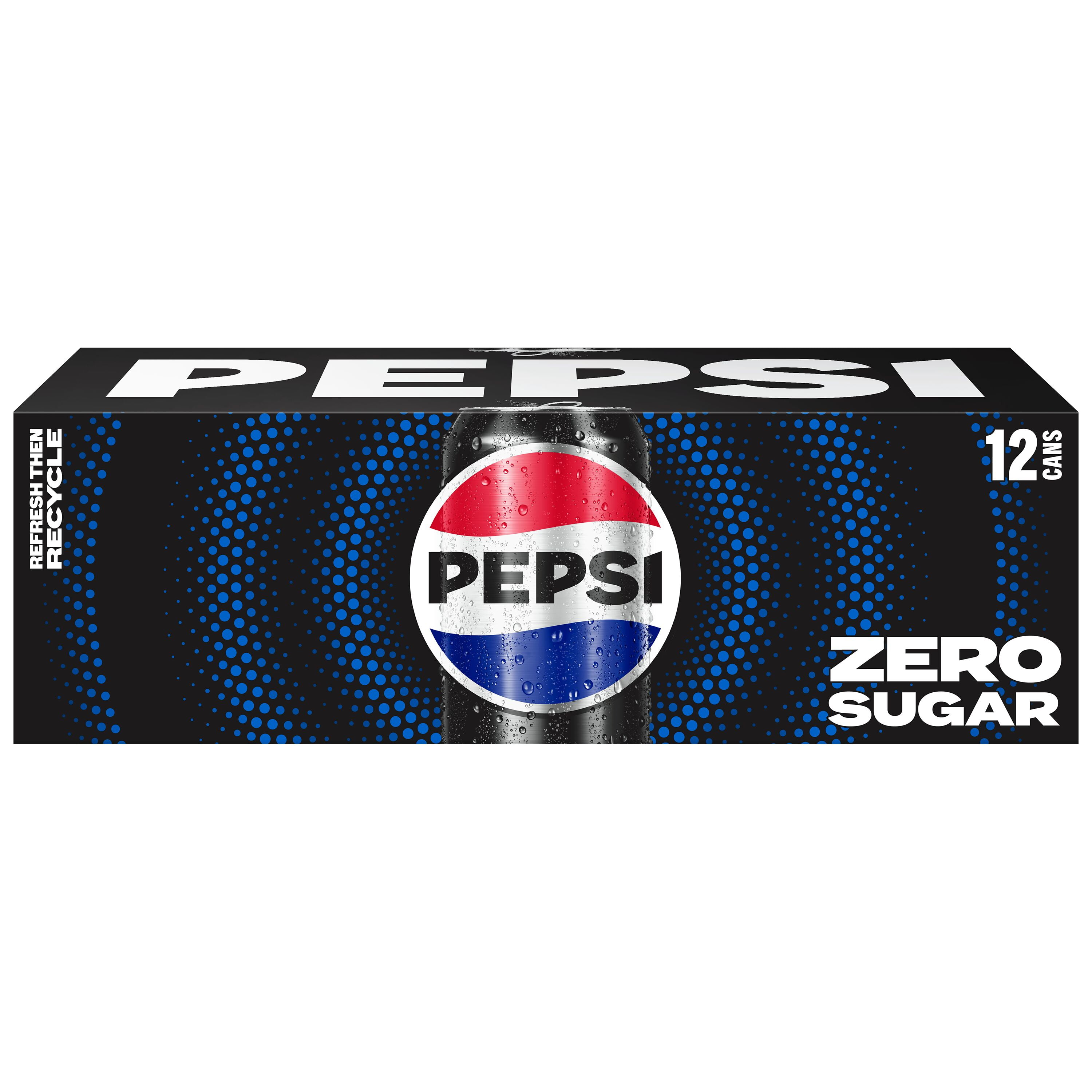 Pepsi Zero Sugar Cola Soda Refreshing Carbonated Beverage (12 fl oz, 12 Pack) 15c55