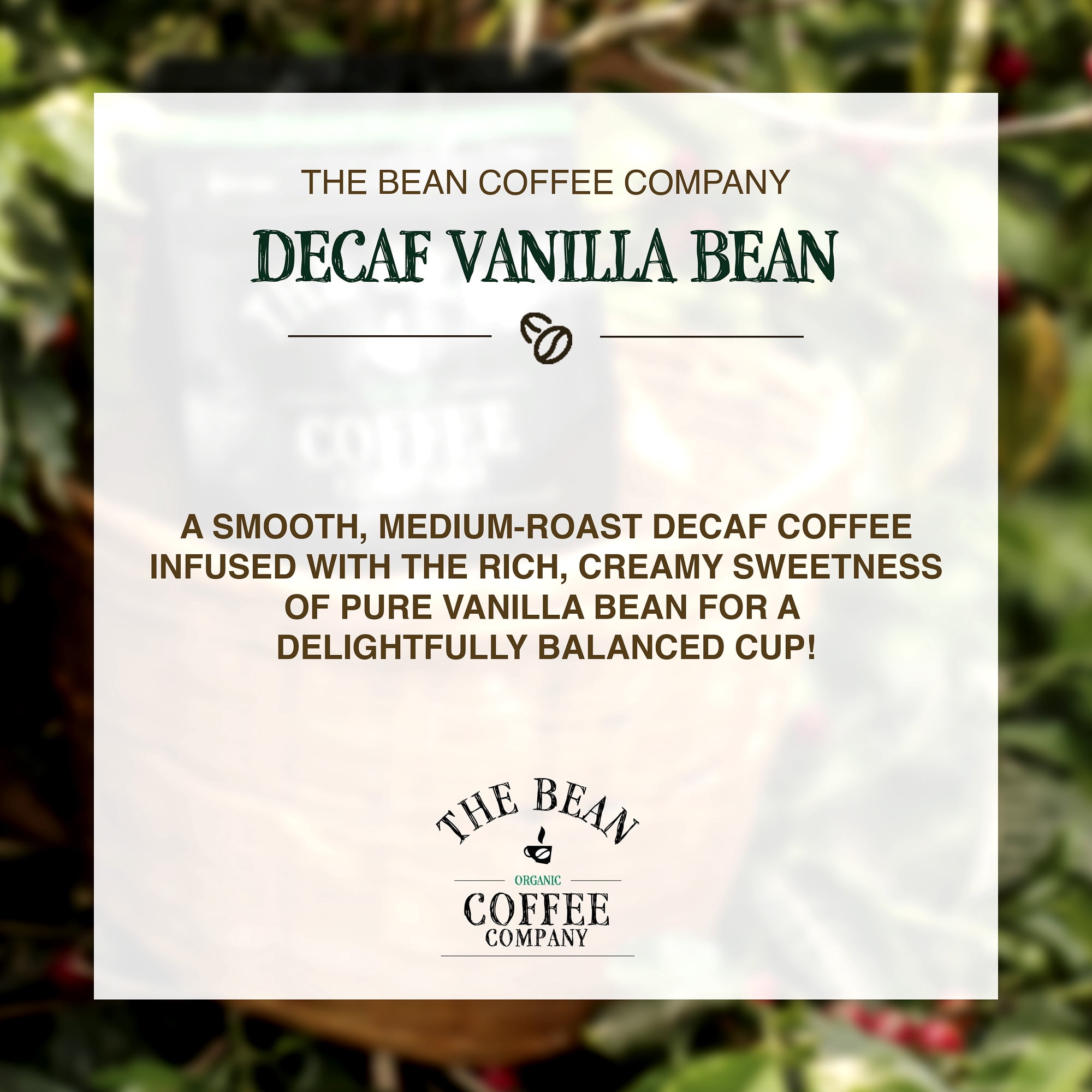 The Bean Organic Coffee Company Vanilla Bean Decaf Ground Coffee (Medium Roast, 5 lb) yo7w5 - Image 2