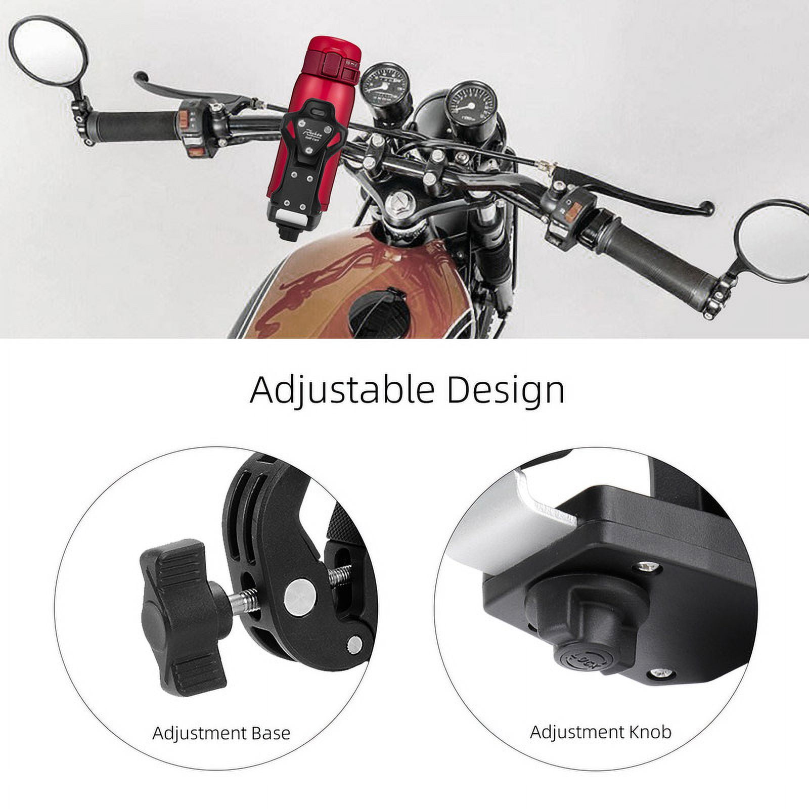 Roykaw Adjustable UTV Cup Holder for ATV Motorcycle and Bike Handlebars (Black, 32 oz Capacity) atrfq