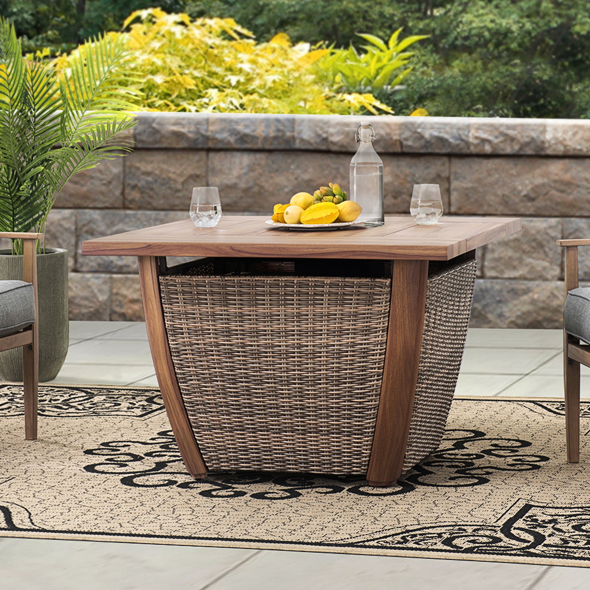 Sunjoy 38 in. Outdoor Propane Gas Fire Pit Table with Hidden Tank and Lid (Brown, 38 in.) ed3xm