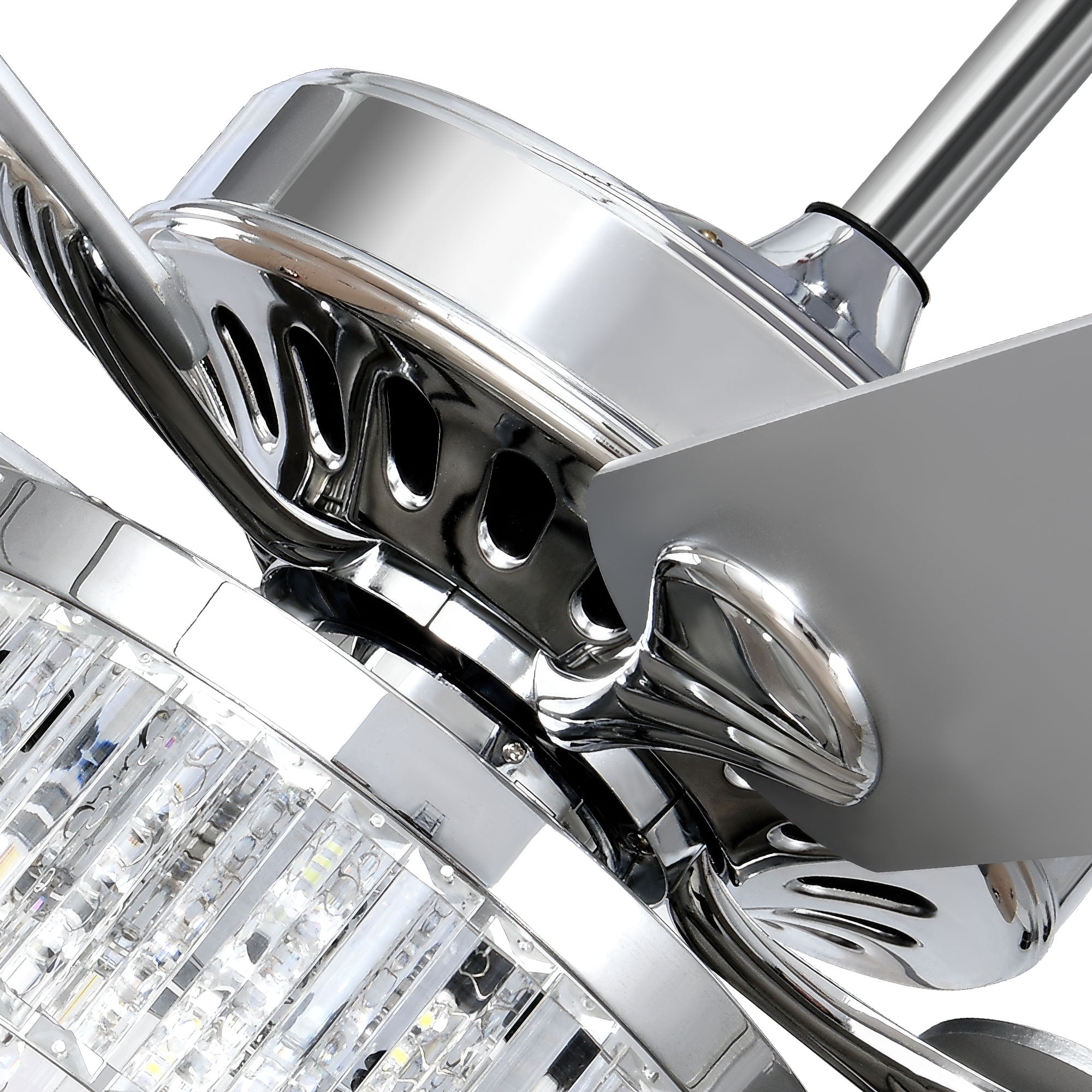Dextrus 52 in Chandelier Ceiling Fan with Remote, Crystal Light Fixture, Silent Reversible Motor, Chrome (52 in) 6qwa1