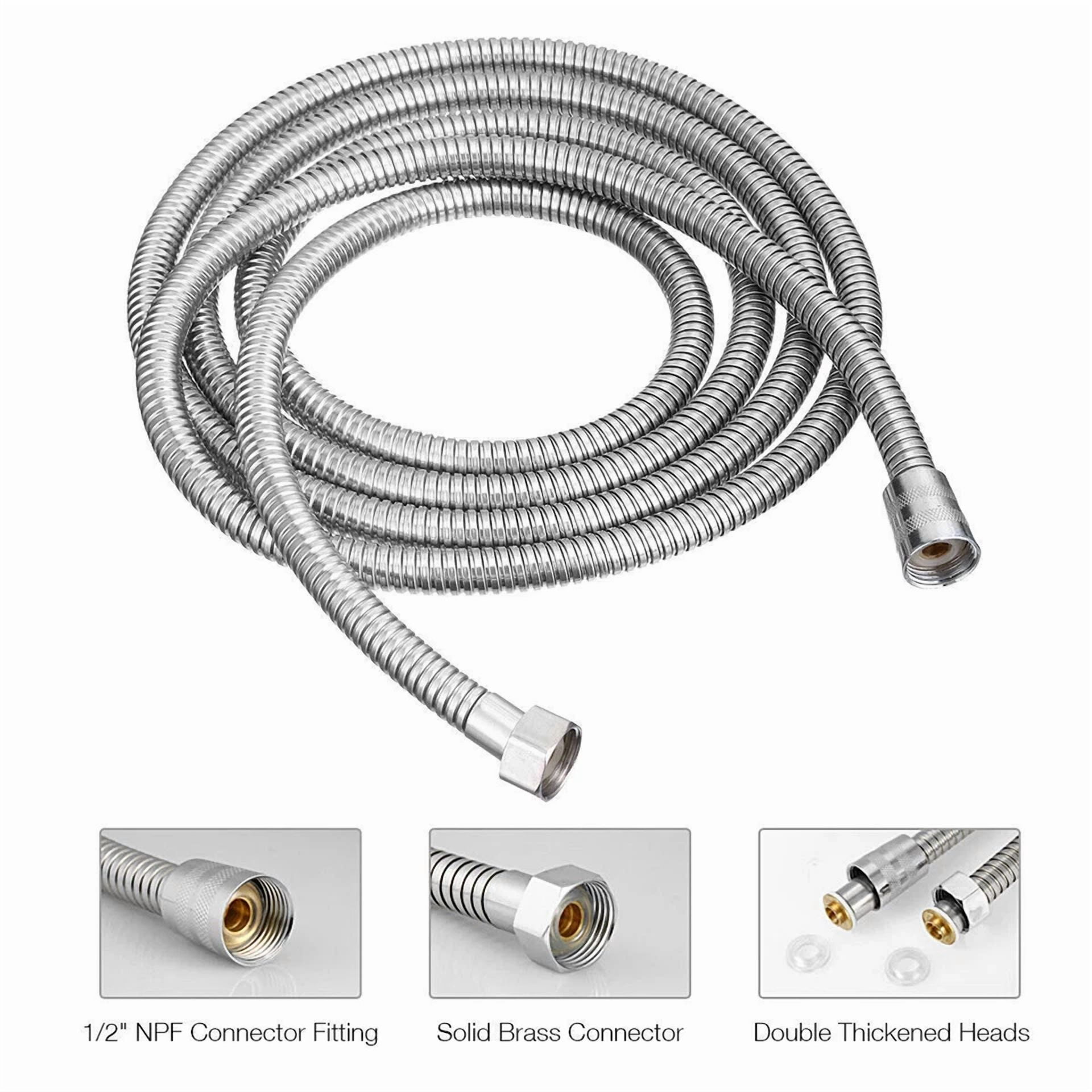 KLYNE Flexible Stainless Steel Shower Hose for Handheld Bathroom Fixtures (9.8 ft) 21b3h