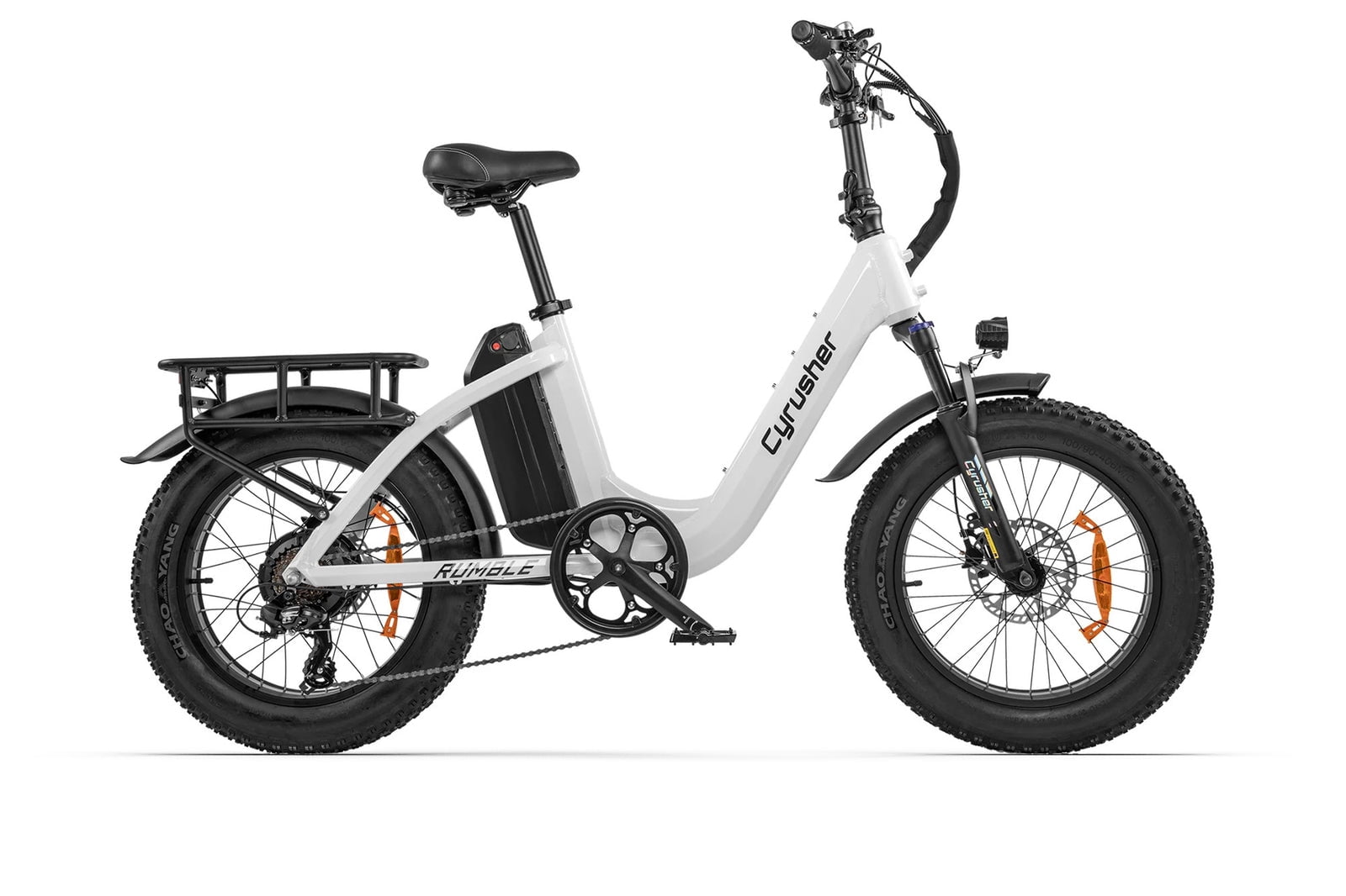 Cyrusher Rumble Electric Bike 500W Motor 48V 18Ah Step-Through E-Bike (White, 20 in) 6ucew
