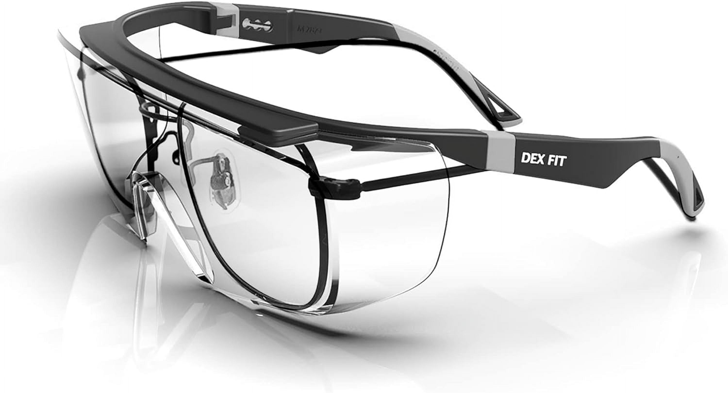 DEX FIT SG210 Safety Over Glasses, Impact Resistant Polycarbonate Lens, Anti-Fog & Anti-Scratch (Grey, One Size) vv8mv
