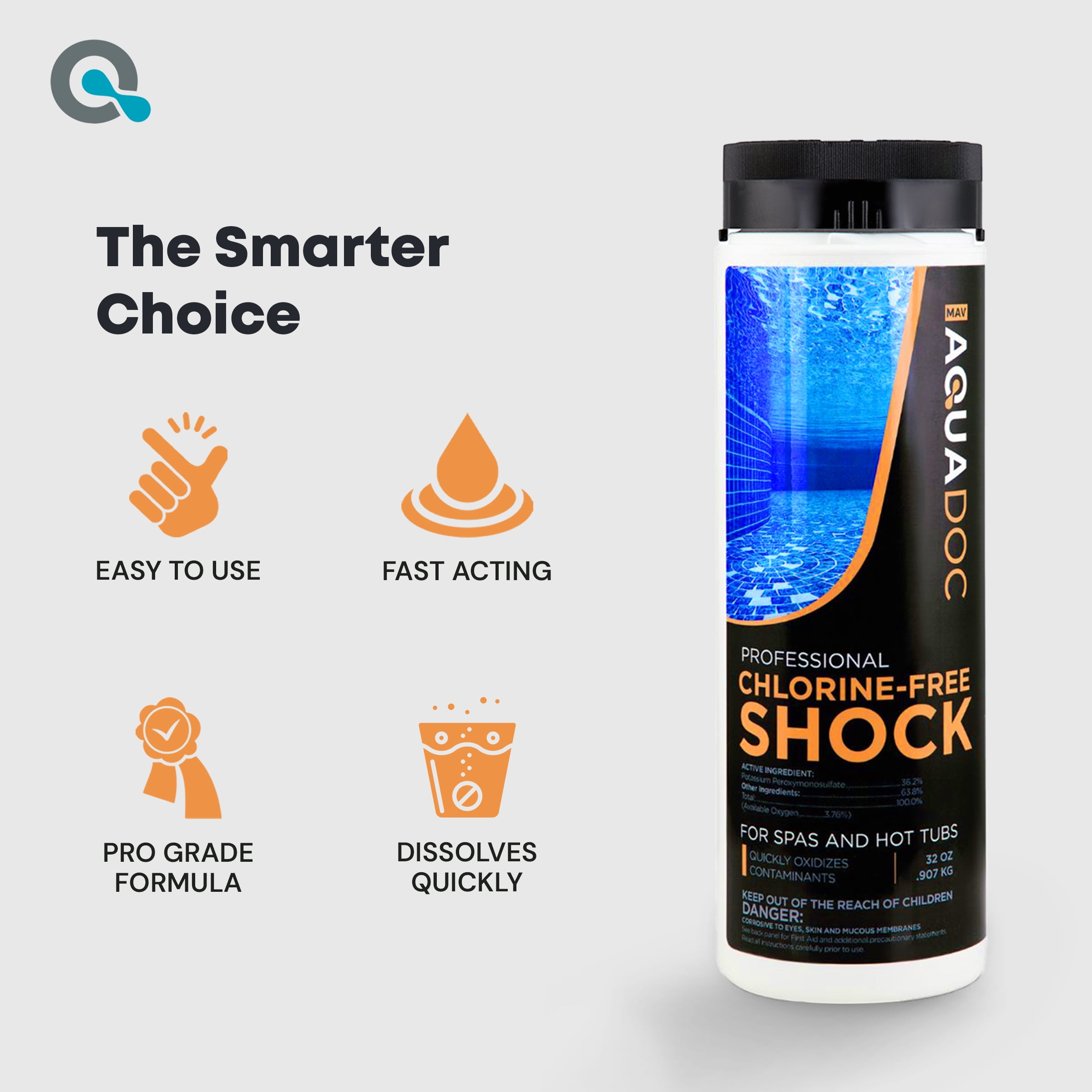 AquaDoc Non-Chlorine Spa Shock, Chlorine-Free Hot Tub Treatment & Oxidizer (32 oz) 0yhir