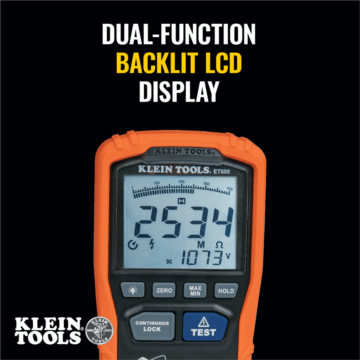 Klein Tools Insulation Resistance Tester (Black, 1 Unit) f7m0m