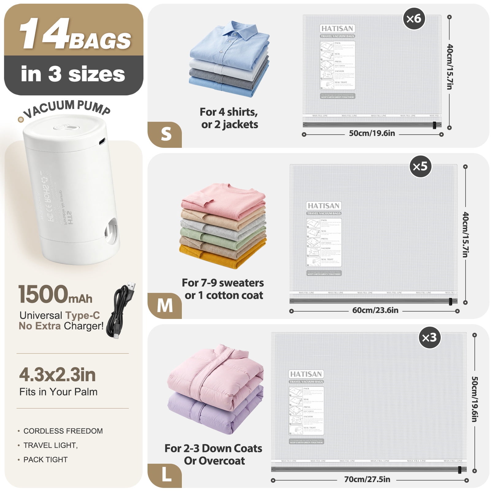Ayieyill Vacuum Storage Bags with Electric Pump (14 Pack, Blue) gv84n