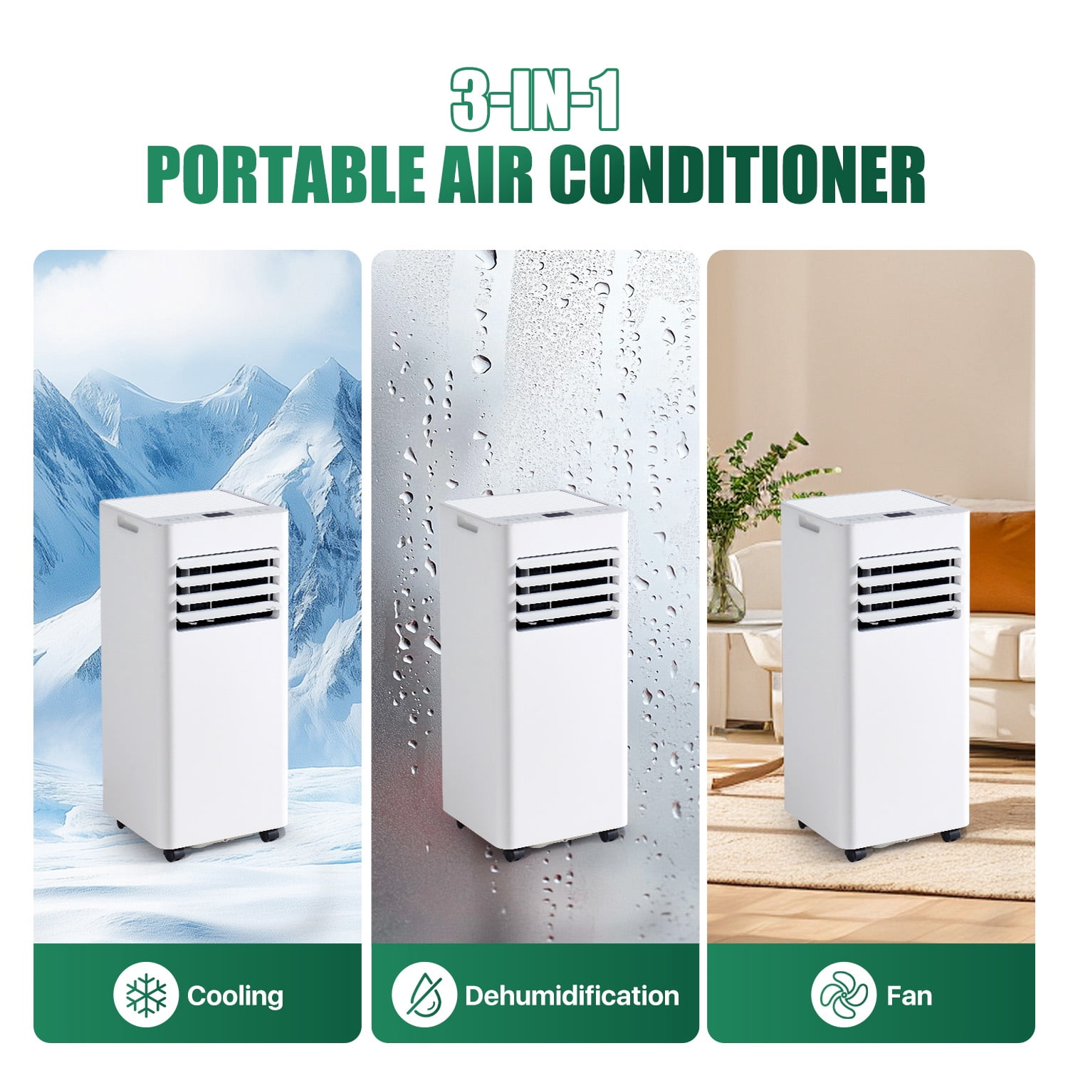 BaPiPro 10000 BTU Portable Air Conditioner with Heat Function (White, 250 sq ft) fg655