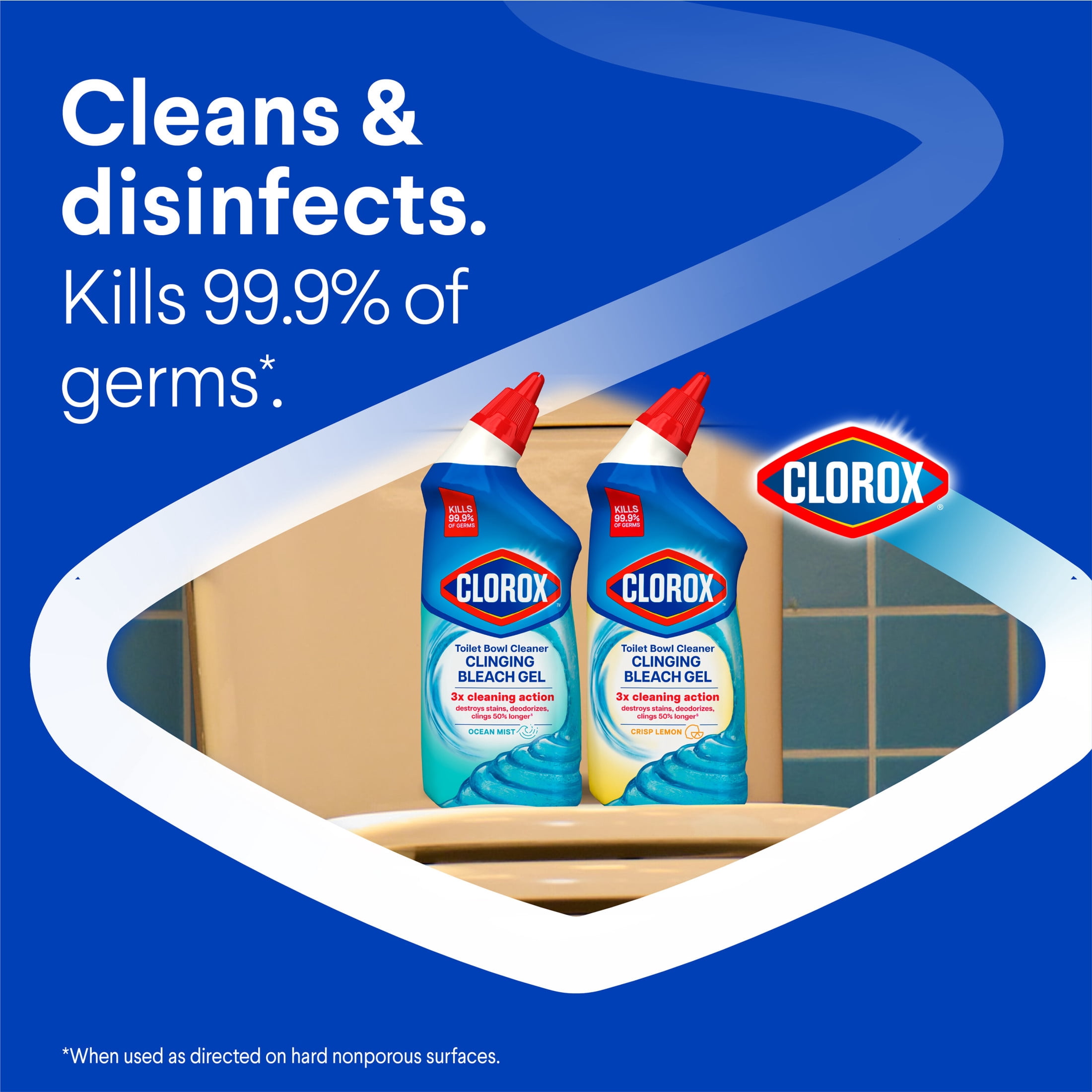 Clorox Toilet Bowl Cleaner Clinging Bleach Gel, Ocean Mist, 24 fl oz (6 Pack) fydlf