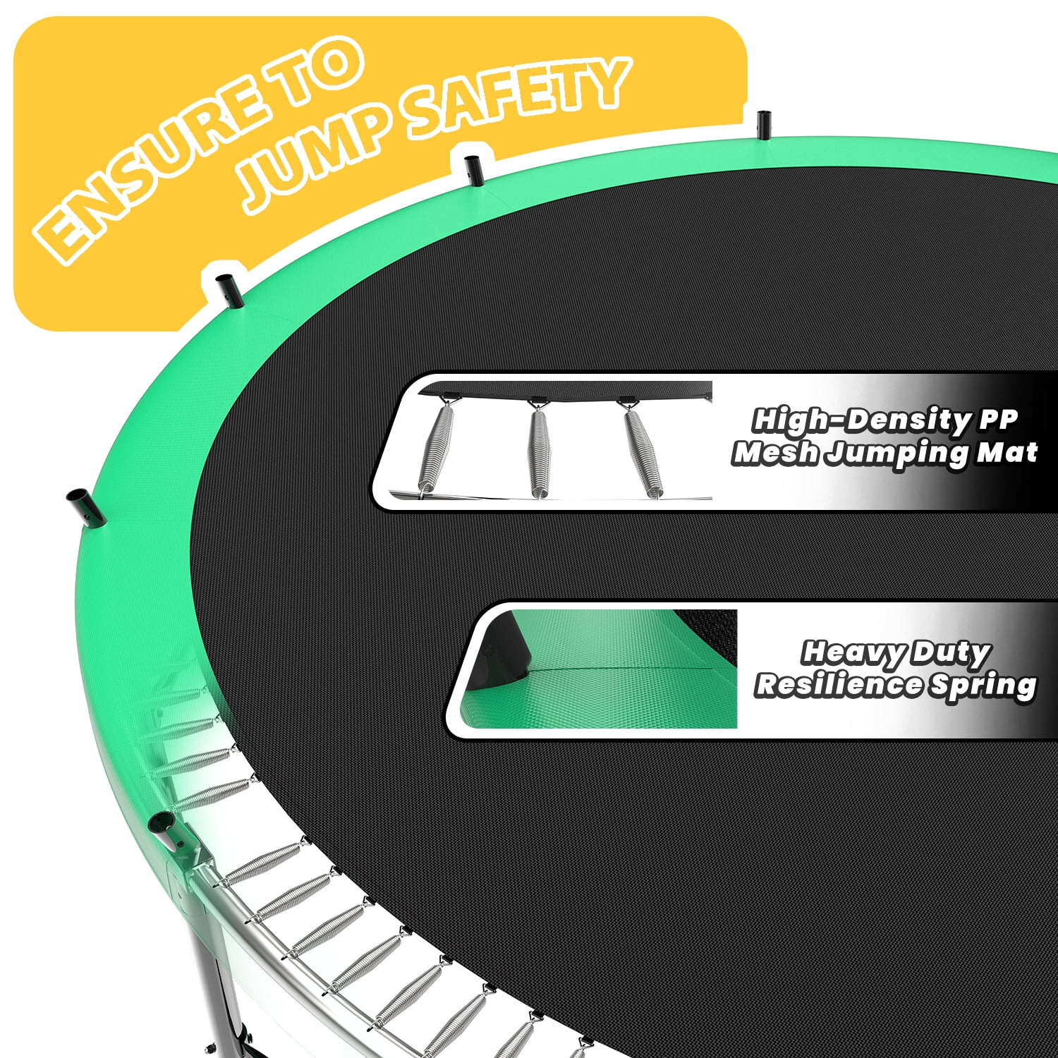 Leumius 16 ft Recreational Trampoline with Safety Enclosure, Ladder, and Basketball Hoop (Green, 16 ft) 6yack