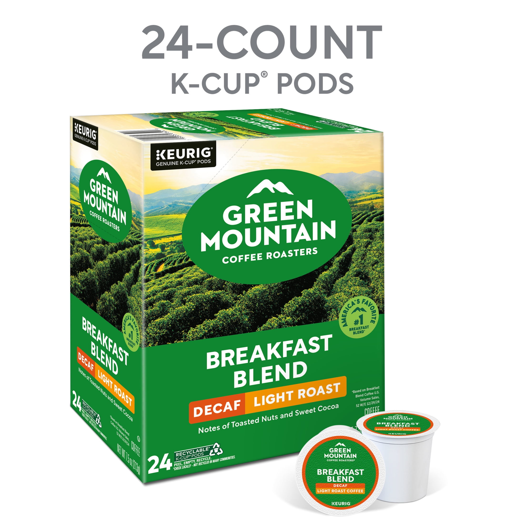 Green Mountain Coffee Roasters Decaf Breakfast Blend Light Roast Coffee Pods (24 Count) xdi2k