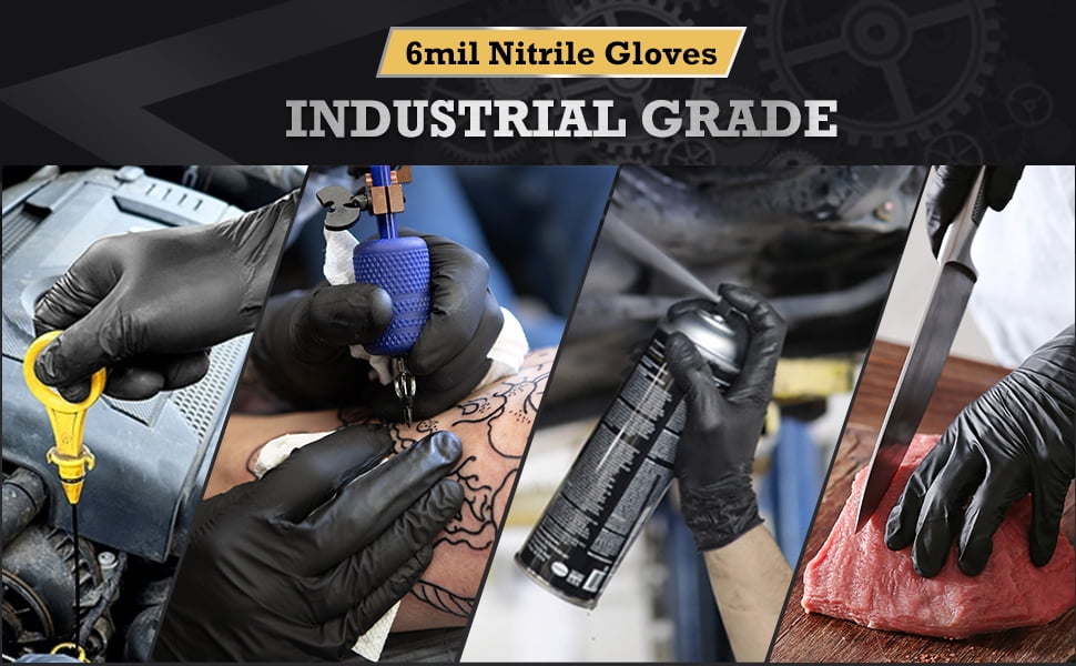 TitanFlex Heavy-Duty Nitrile Exam Gloves (Black, Medium, 100-ct) kvh5s