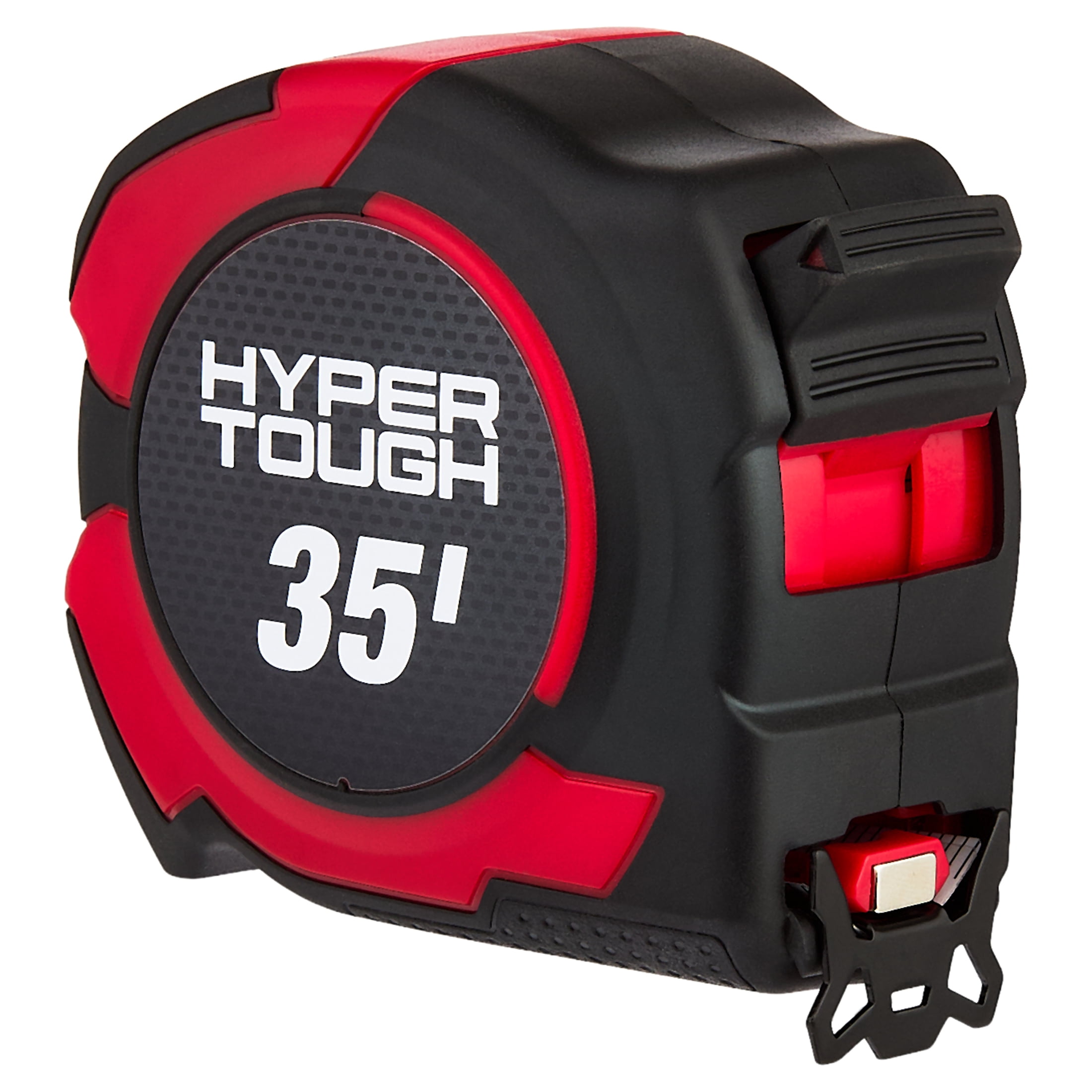 Hyper Tough Magnetic Tape Measure, Heavy-Duty Retractable Blade with Locking Mechanism (Red, 35 ft) wljo0
