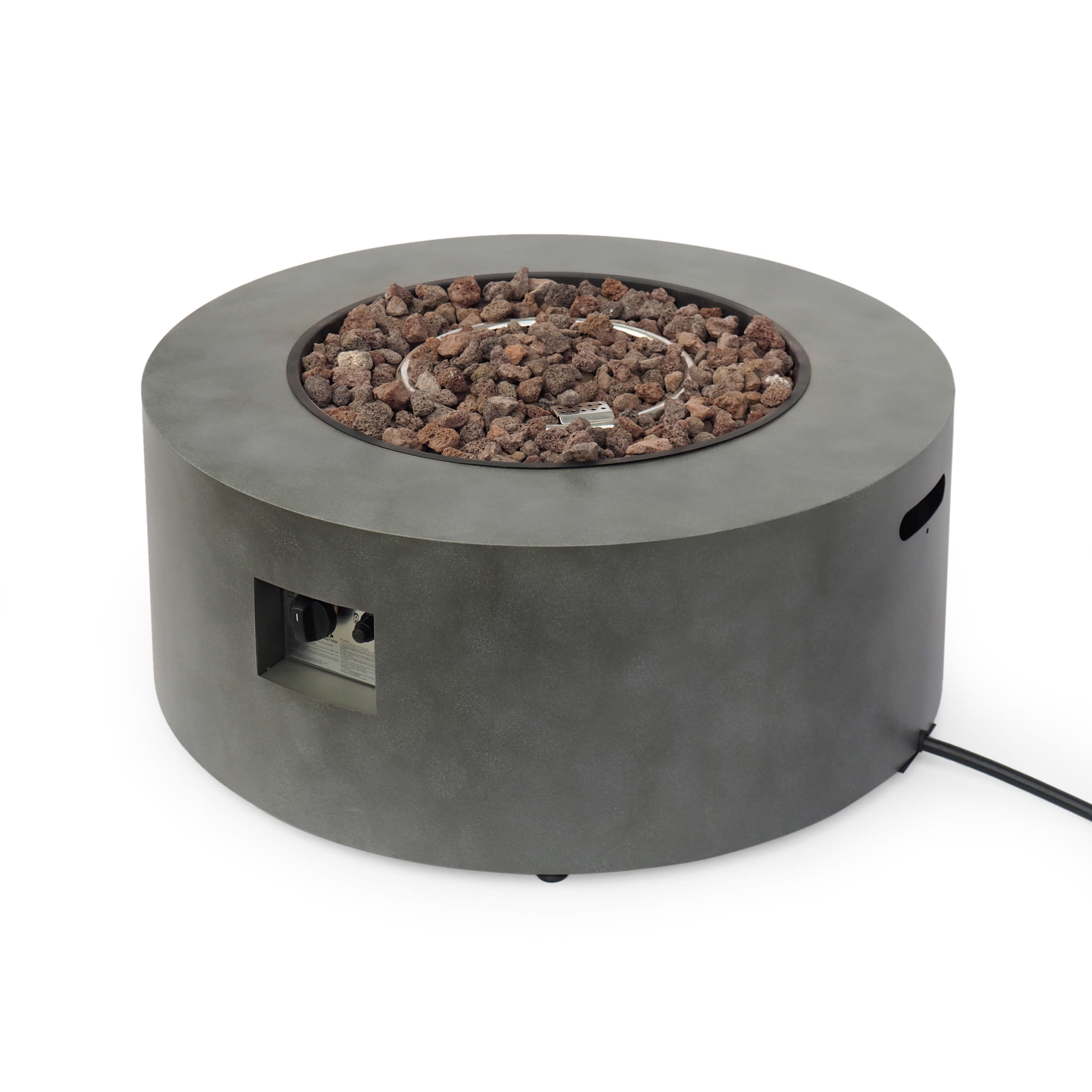 Noble House Reign Metal Outdoor Circular Fire Pit (40,000 BTU, Brown, 32 in x 32 in x 13.5 in) eqvk2