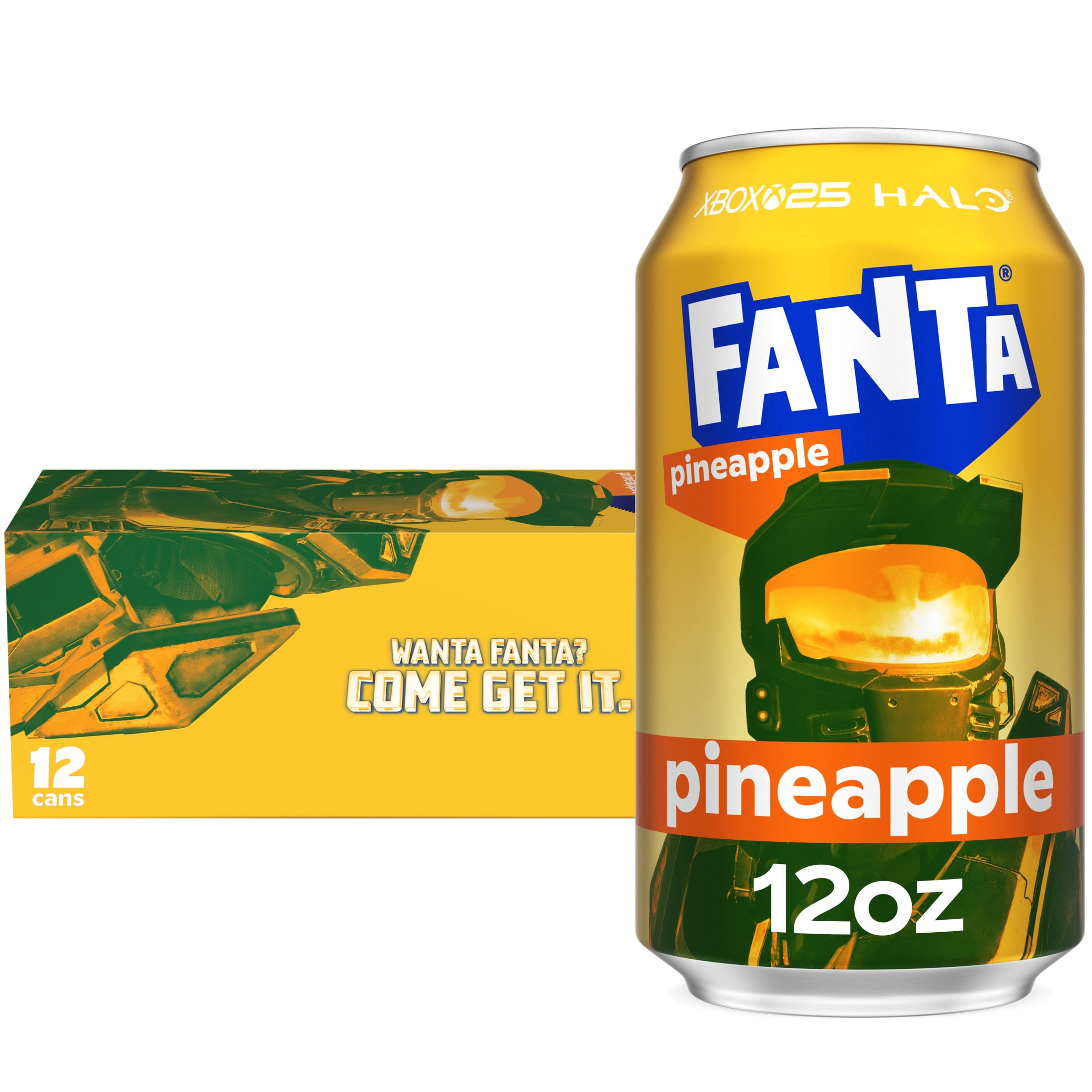 Fanta Pineapple Soda Pop Refreshing Fruit Flavored Soft Drink (Yellow, 12 fl oz, 12 Pack) 2o9fk