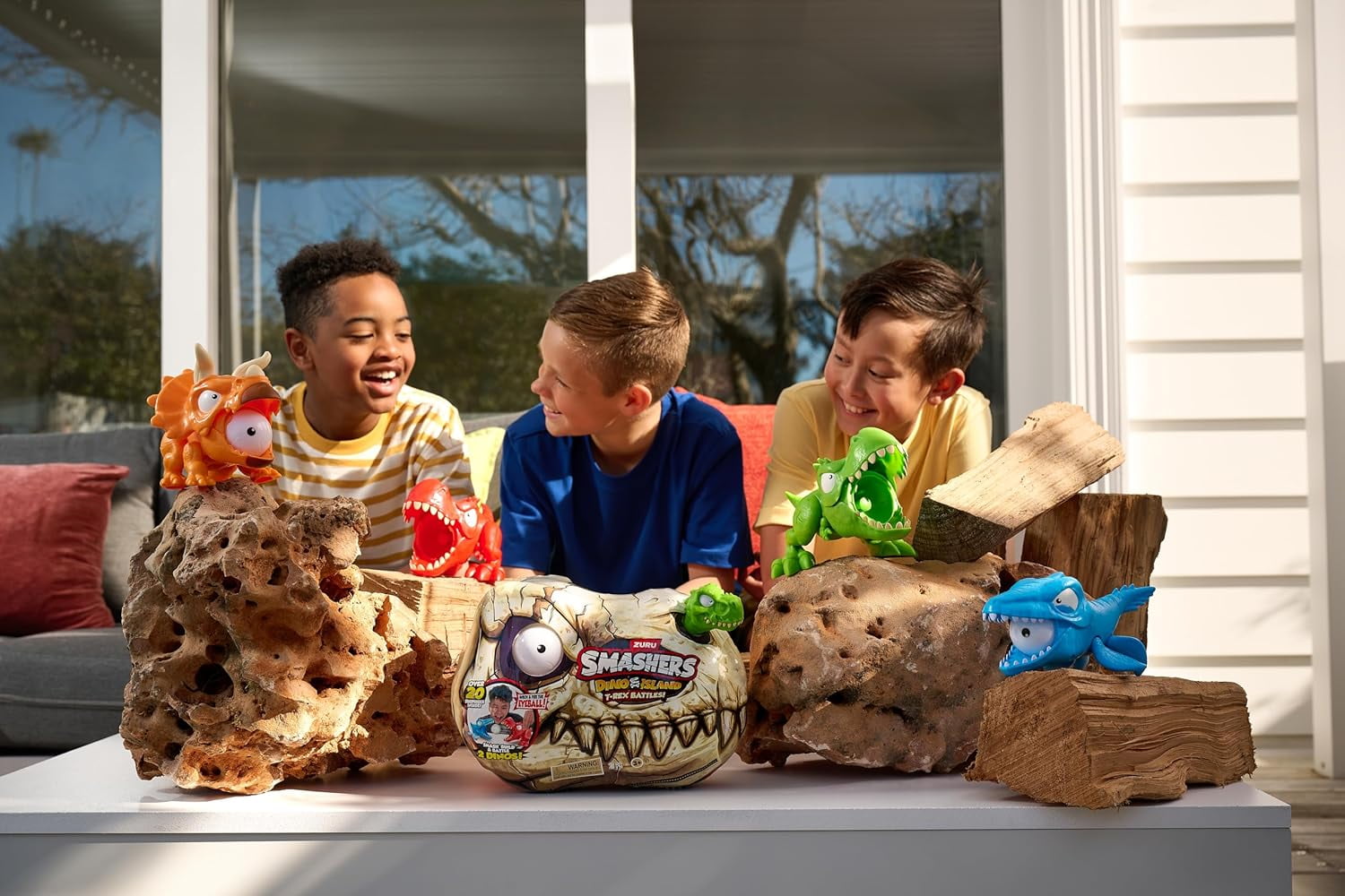Smashers Dino Island T-Rex Battles Dinosaur Action Playset (Orange, 1 Pack) p7eqj