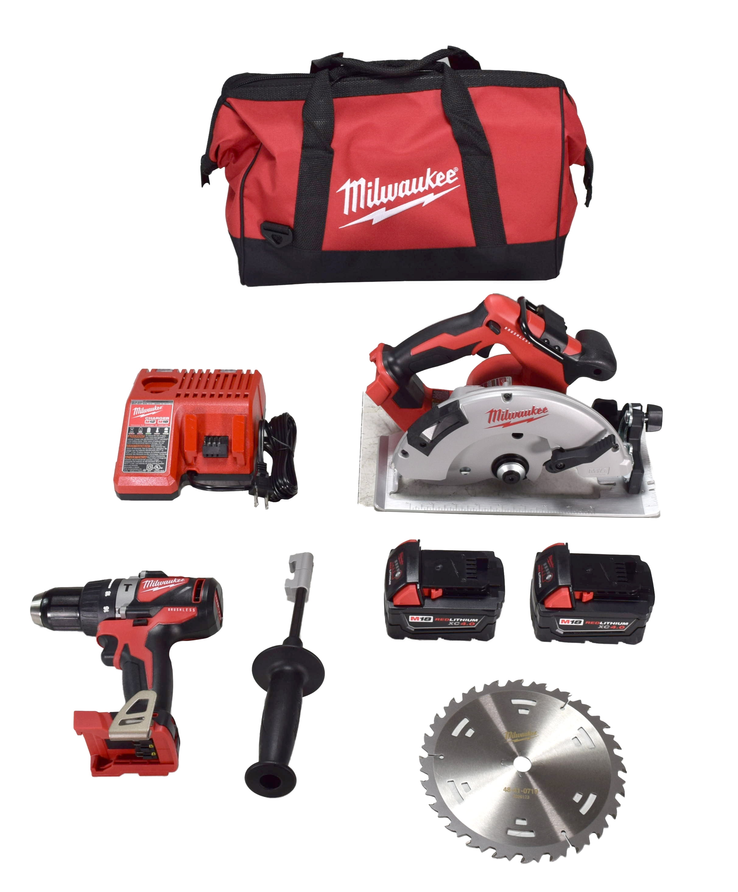 Milwaukee M18 Brushless Cordless Hammer Drill and Circular Saw Combo Kit (2-Tool, 2 Batteries) kmm6b