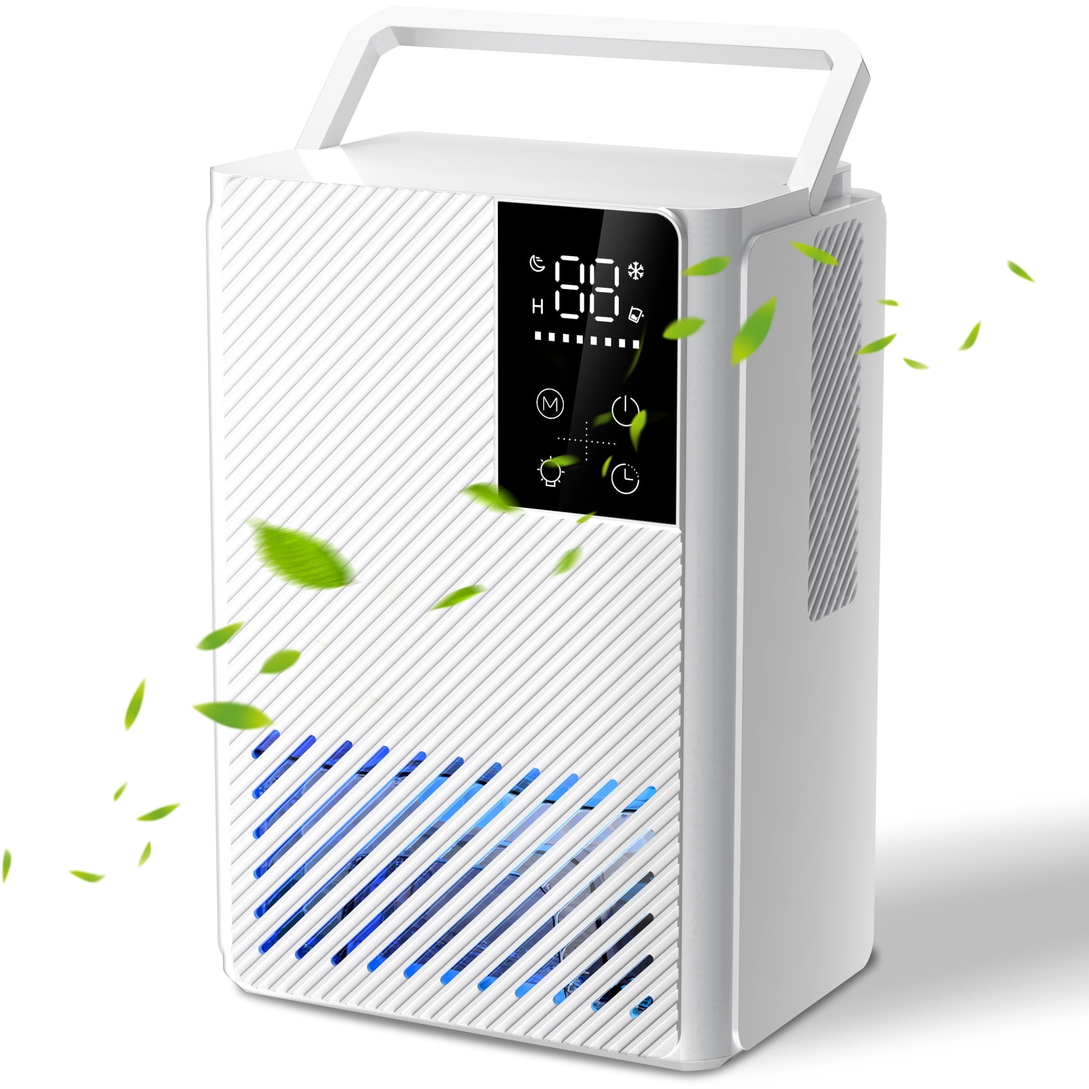 KissAir Dehumidifier for Home, Quiet Sleep Mode with 7 Color LED Light (White, 67 oz) qxs6t