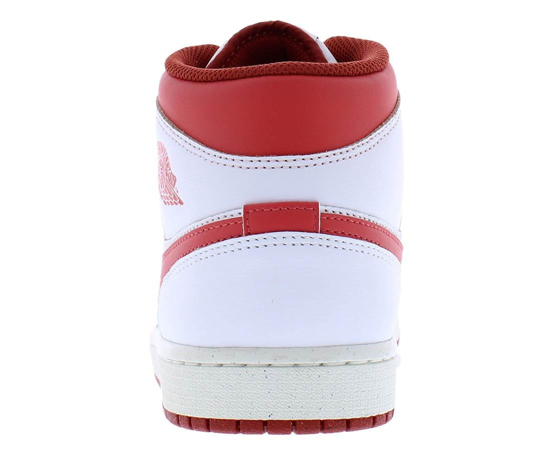 Nike Air Jordan 1 Mid SE Men's Basketball Sneakers (White/Dune Red/Sail, 8) pzw3t
