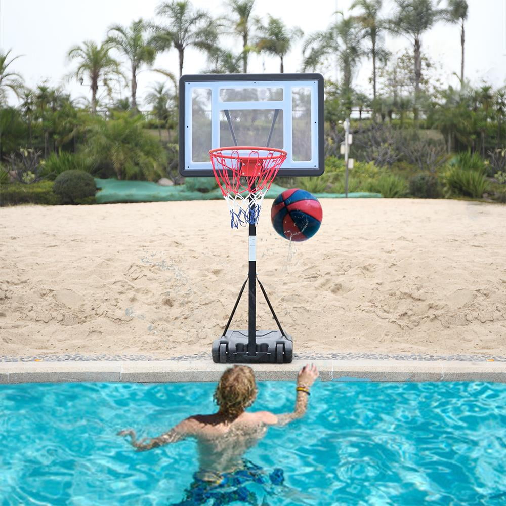 Ktaxon Portable Poolside Basketball Hoop, Adjustable Height Swimming Pool Goal (Black, 45 in - 53 in) 3avxu