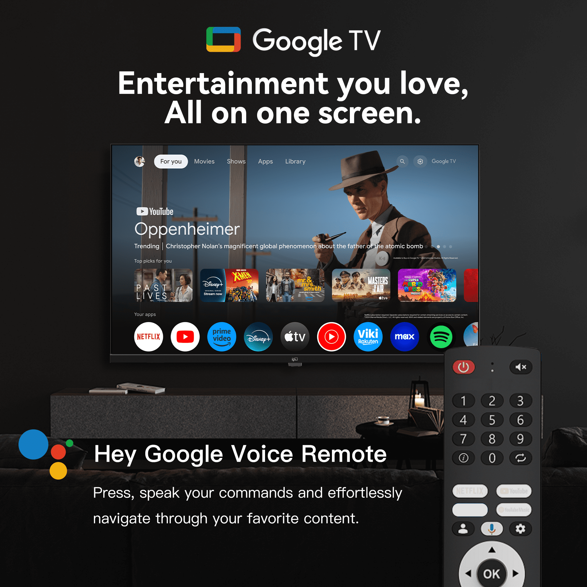 FPD 40-inch Smart TV, 1080p FHD LED Google TV with HDR10, Dolby Audio, and Voice Control (Brown, 40 in) 52m0j