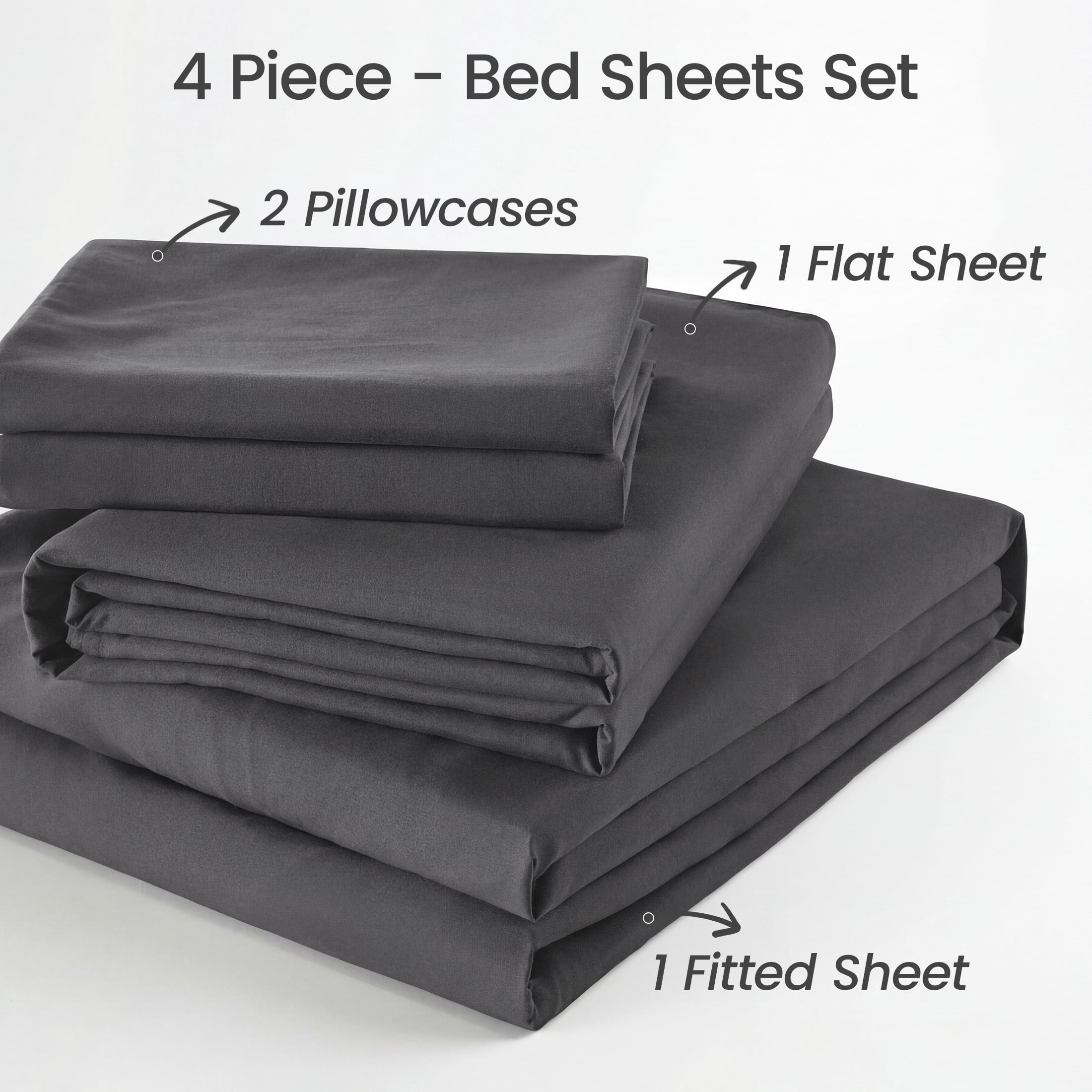 SASTTIE Queen Sheet Set Brushed Microfiber 4-Piece Bedding with 16-inch Deep Pocket (Grey, Queen) an6gy