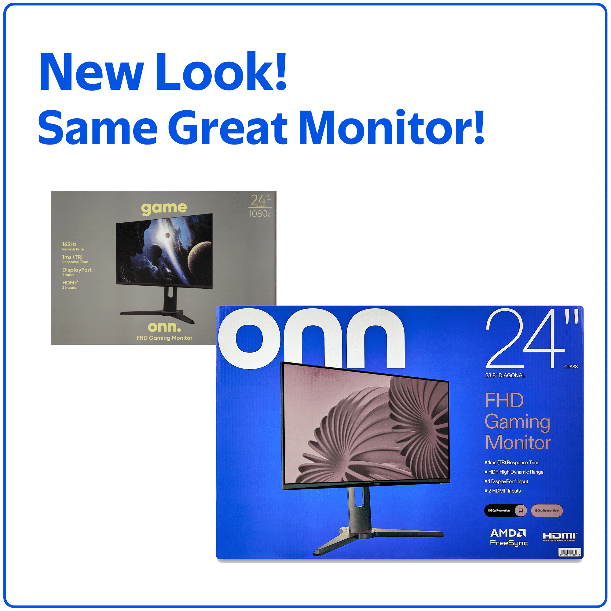 onn 24-inch FHD Gaming Monitor, 180Hz Refresh Rate, 1ms Response Time, FreeSync, Adjustable Stand (Black, 24 in) ug7xg