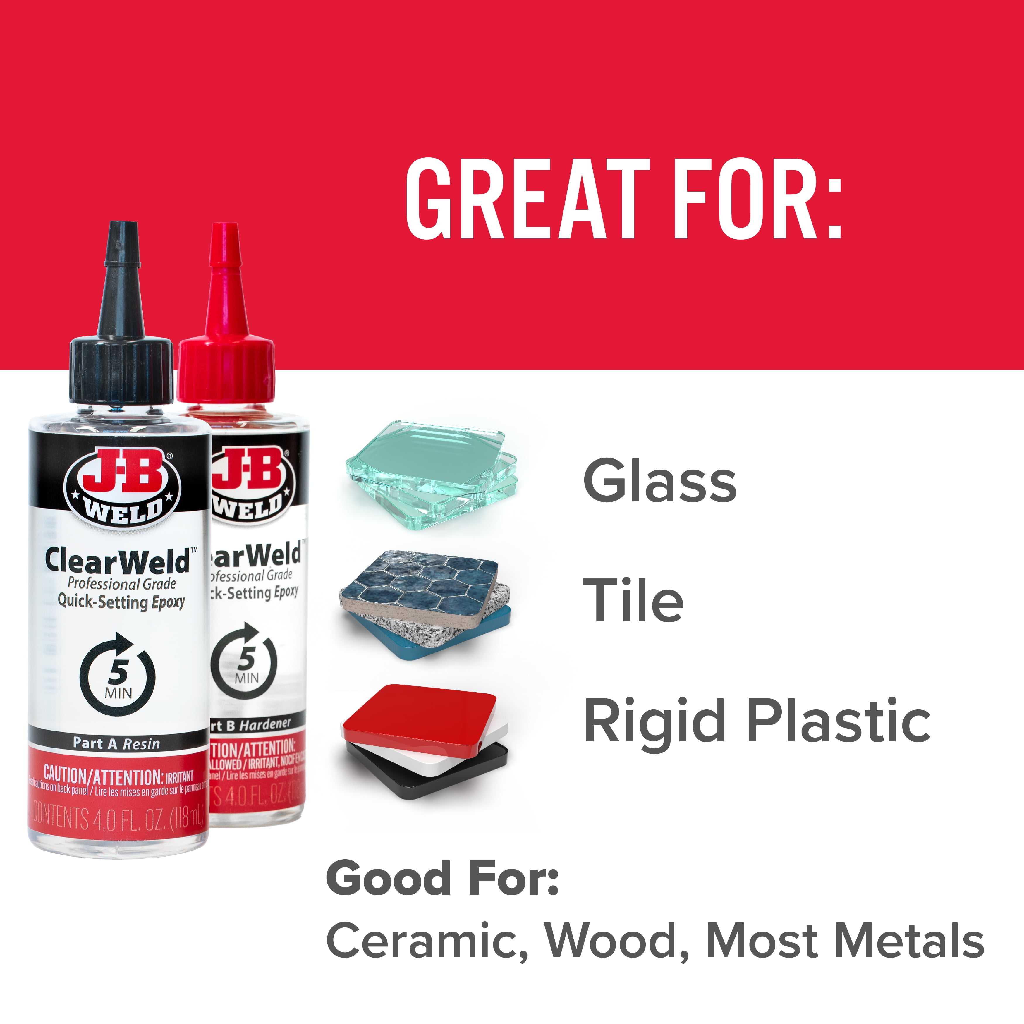 J-B Weld Clear Weld Epoxy Adhesive High-Strength Professional Formula (Clear, 8 fl oz) aeazh