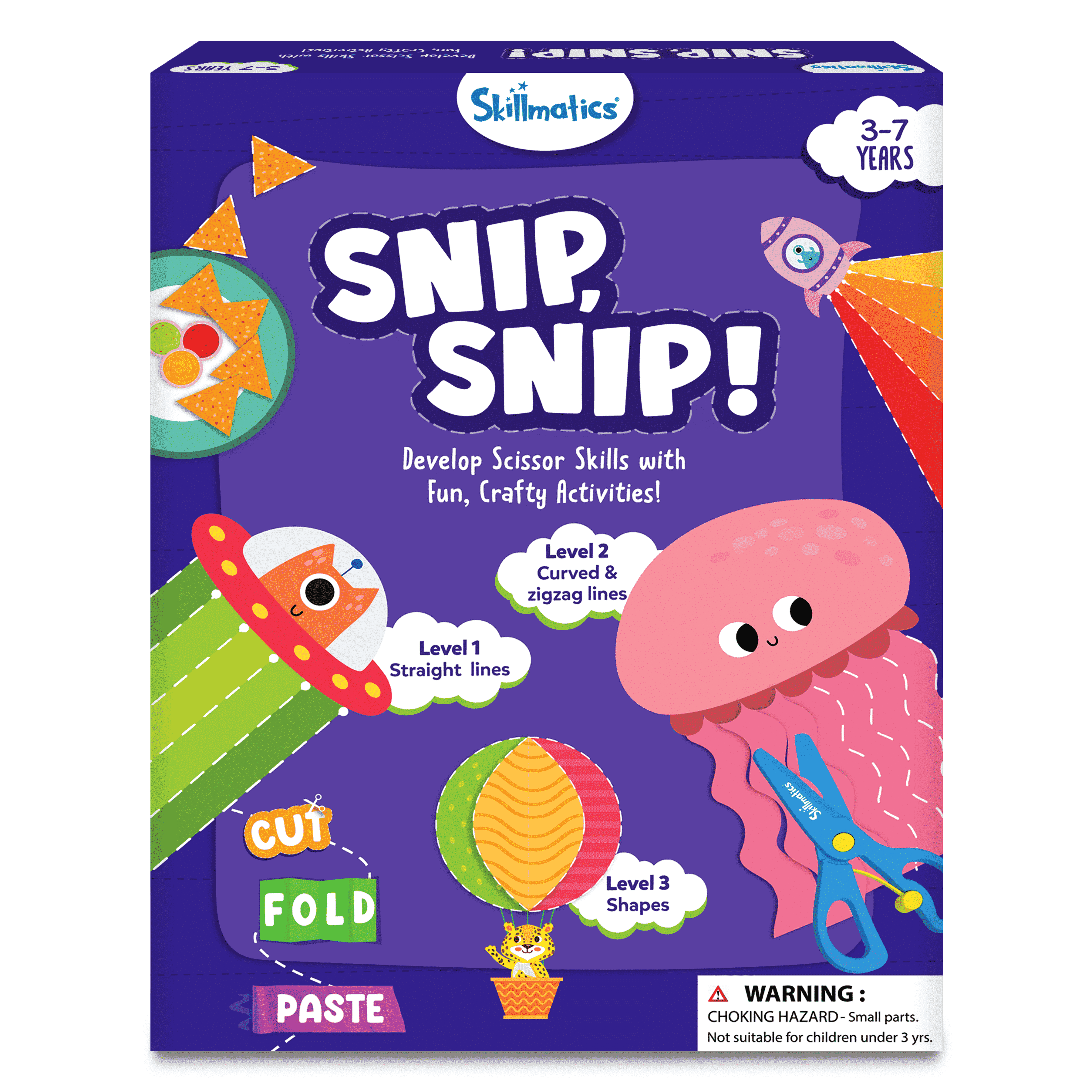 Skillmatics Snip, Snip! Scissor Skills Activity Book and Craft Kit (25 Activities, 2 Child-Safe Scissors, 1 Glue Stick) fiqiy