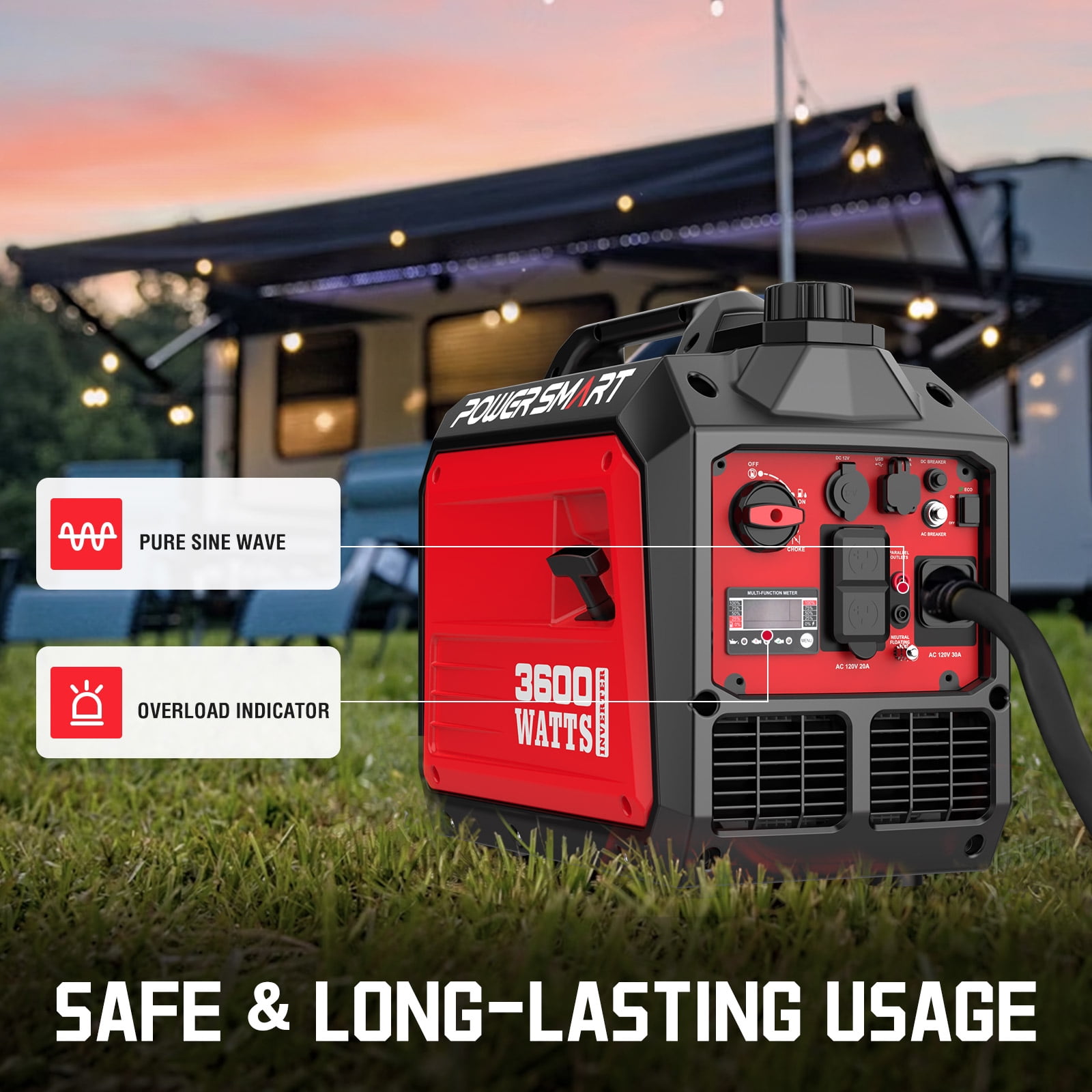PowerSmart Portable Inverter Generator (3600W, Gas Powered, Quiet Operation, EPA Compliant) z5r1j