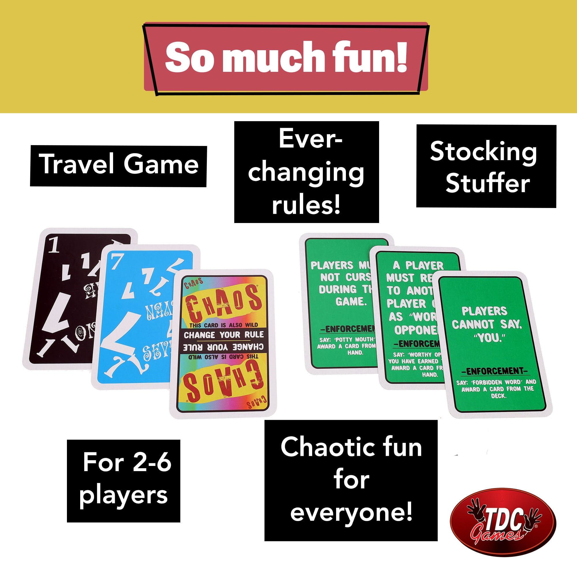 TDC Games Chaos Card Game Strategy Party Game (2-6 Players, 5.5 x 3.5 x 1 in) s2hcb