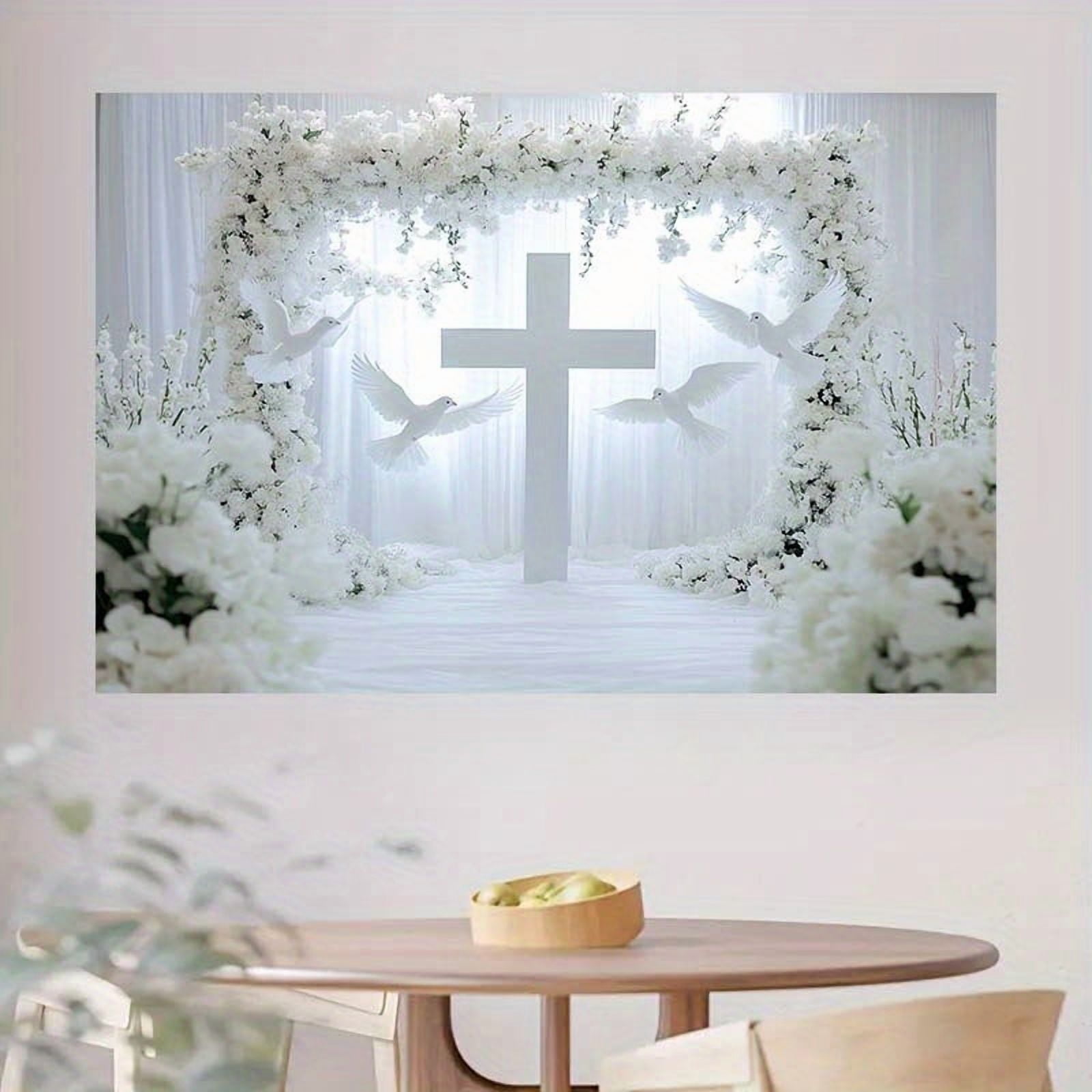 SUNESTOWEL Floral Arch Wedding Backdrop Photography Background (White, 7x5 ft) fu2tj