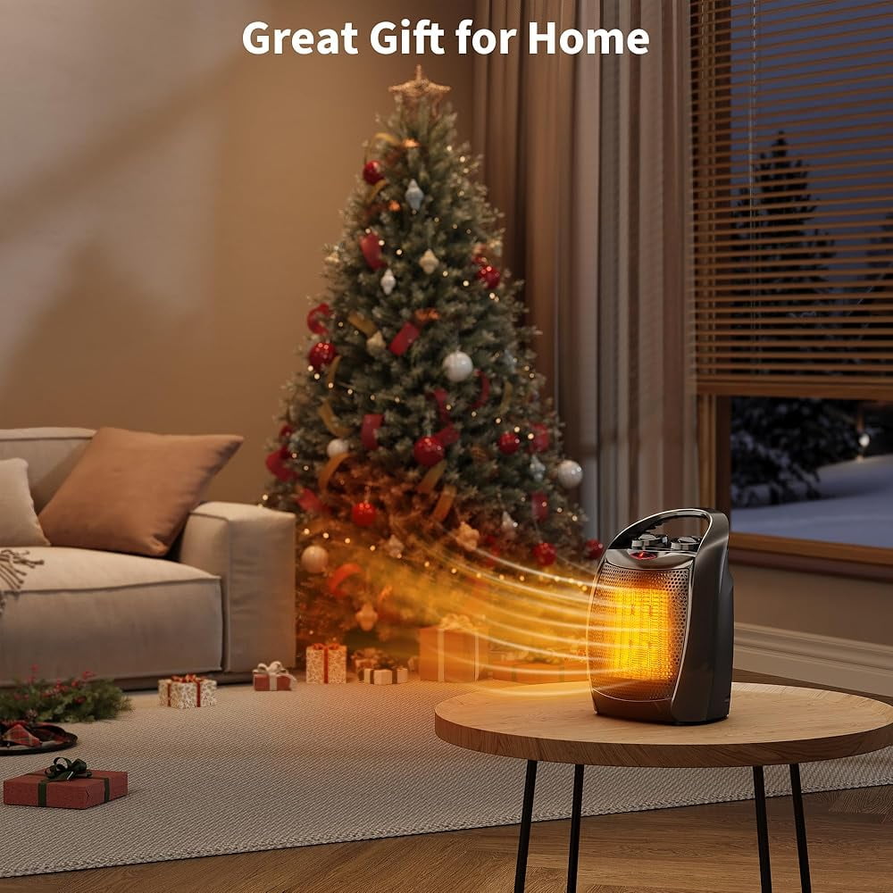 Eastvita Electric Space Heater, Ceramic Desk Heater & Fan with Thermostat (Black, 2.2 lb) y4m06