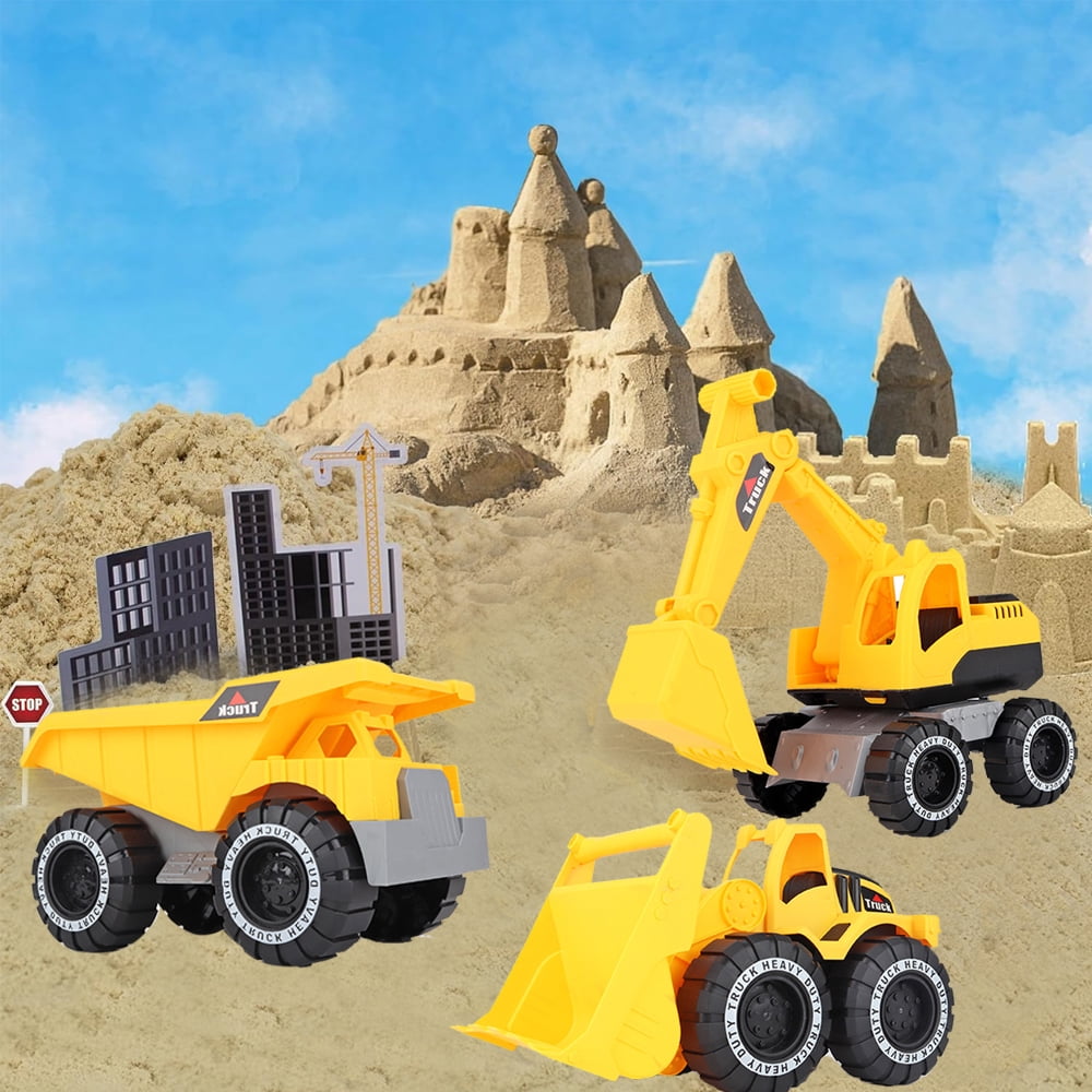Facvoer Construction Vehicle Toy Set, Realistic Excavator, Dump Truck, and Loader for Sandbox Play (Yellow, 3-Piece Set) tkc4l