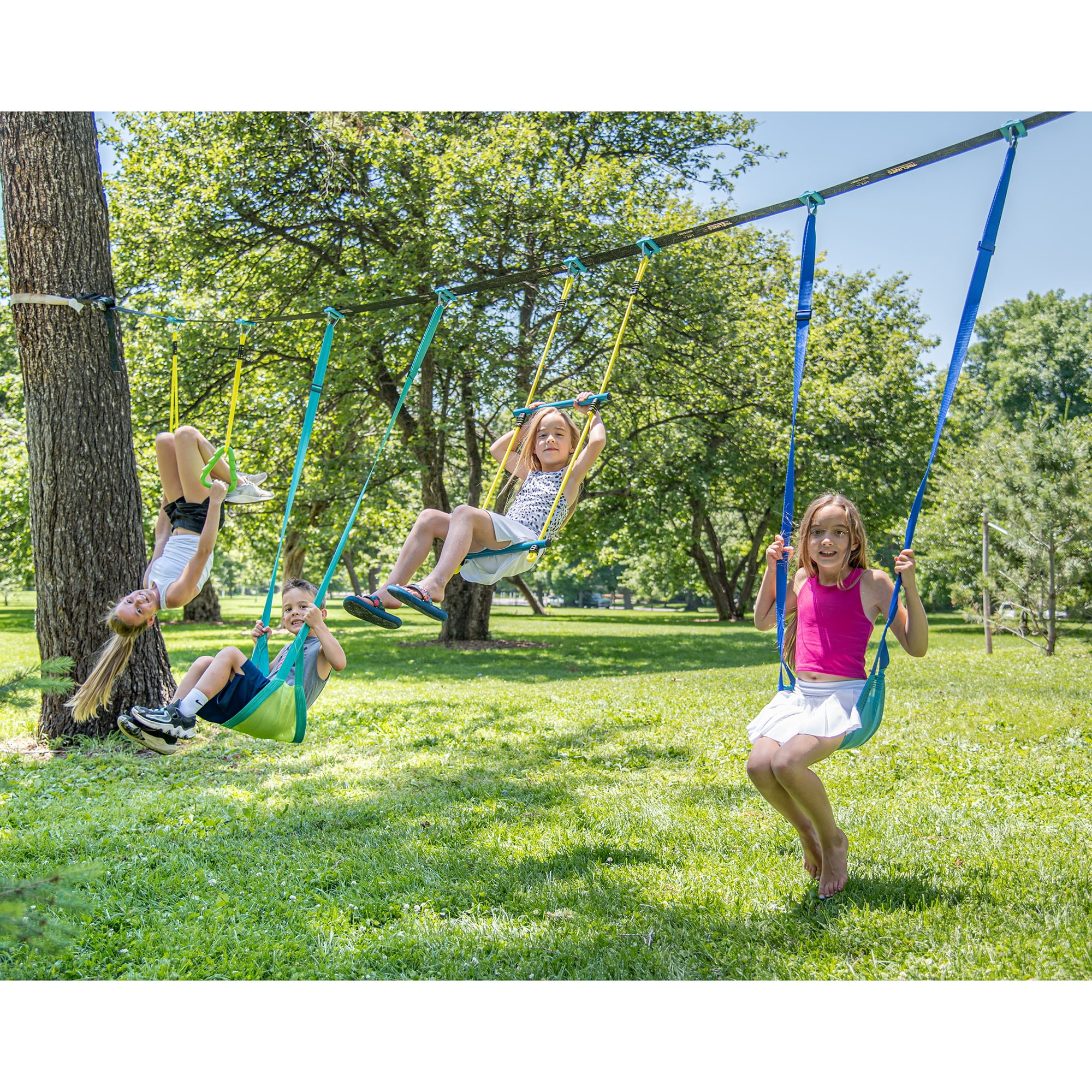 Trelines Swingset Gymnastics Kit with Gym Rings, Trapeze Bar, and 2 Adjustable Swings (36 ft) gv6jq